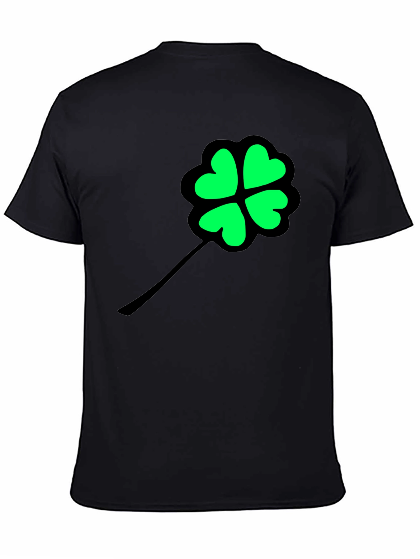 Lucky Clover Graphic Tee - Black Cotton T-Shirt