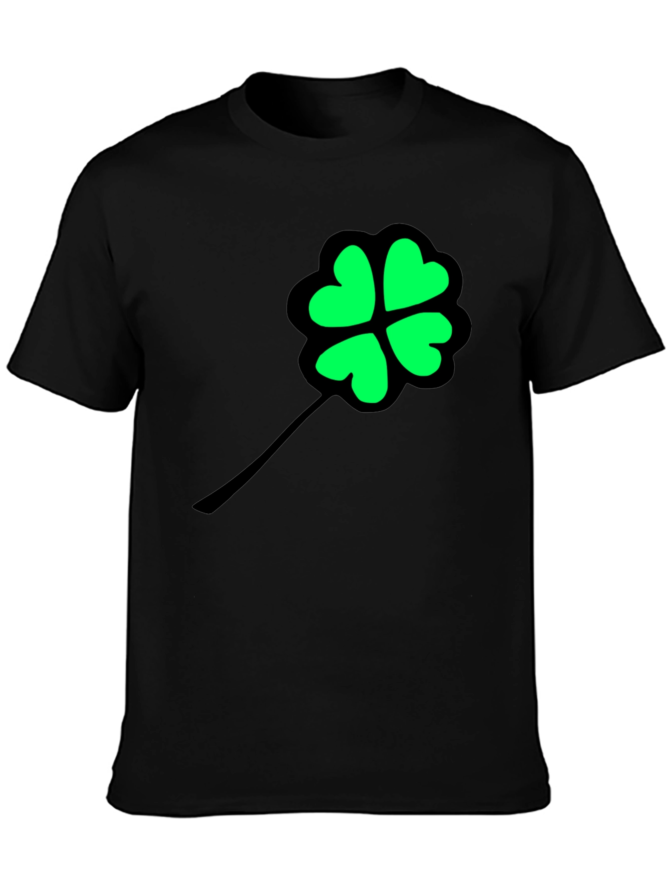 Lucky Clover Graphic Tee - Black Cotton T-Shirt