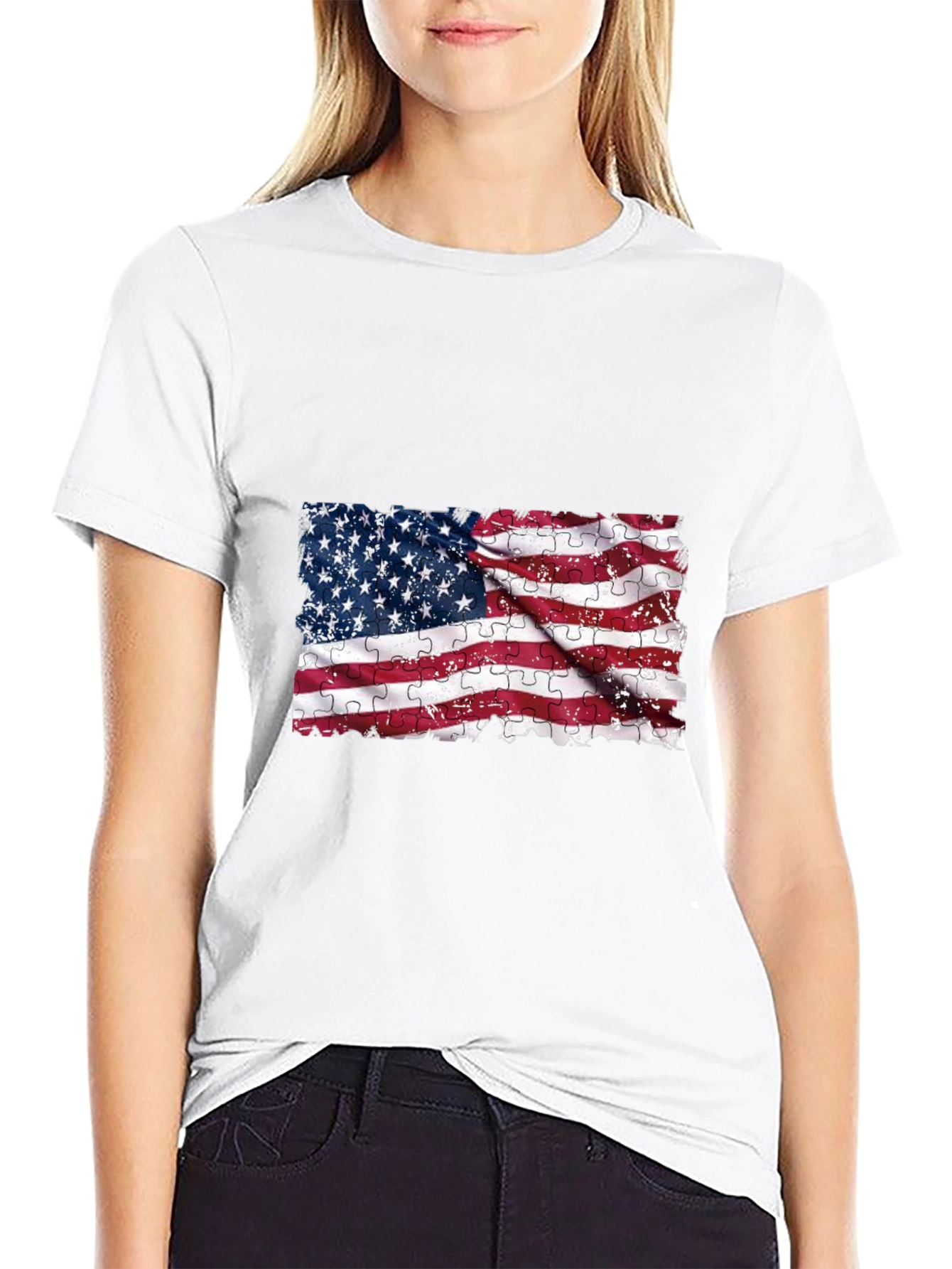 American Flag Puzzle T-Shirt