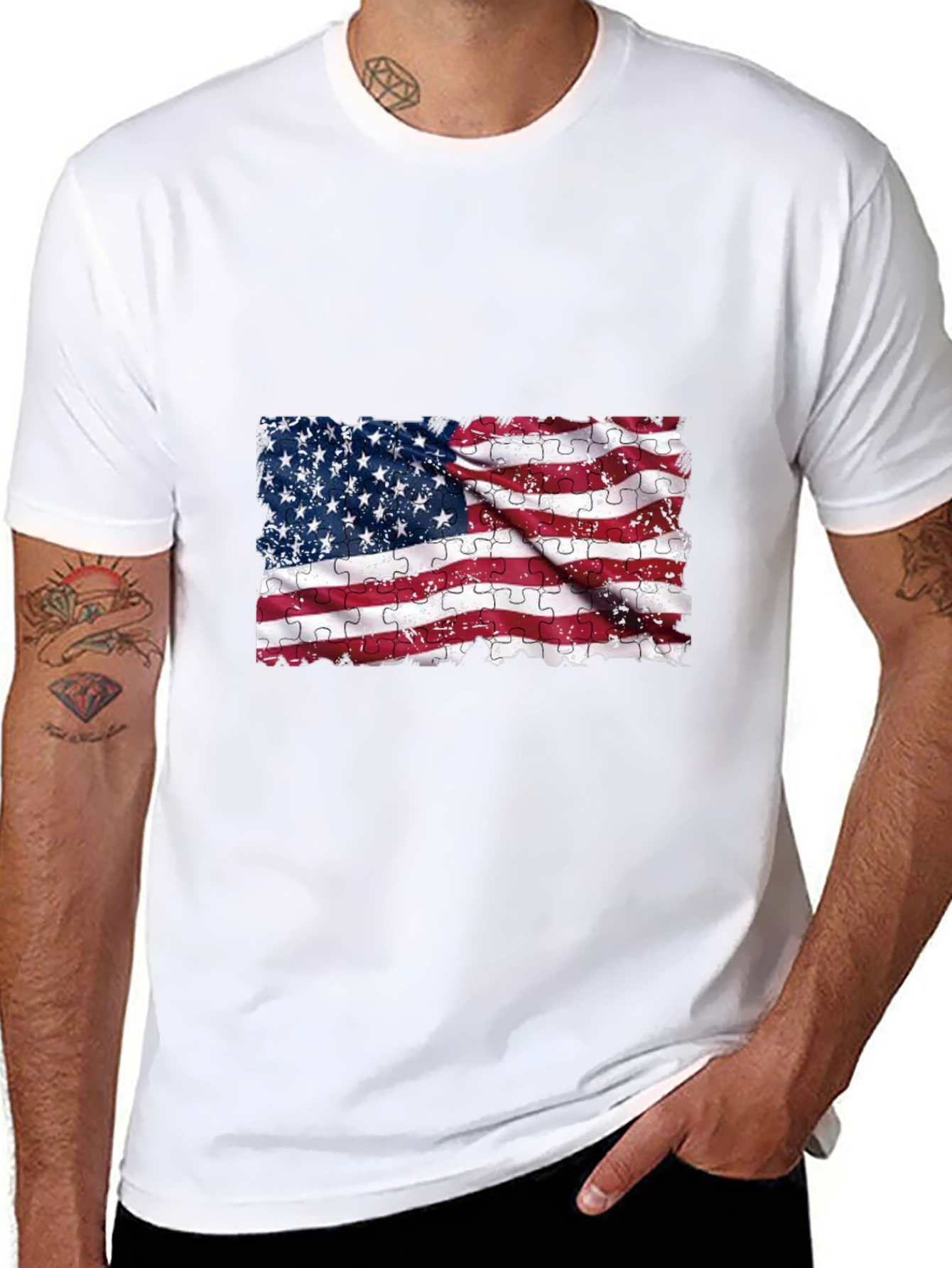 American Flag Puzzle T-Shirt