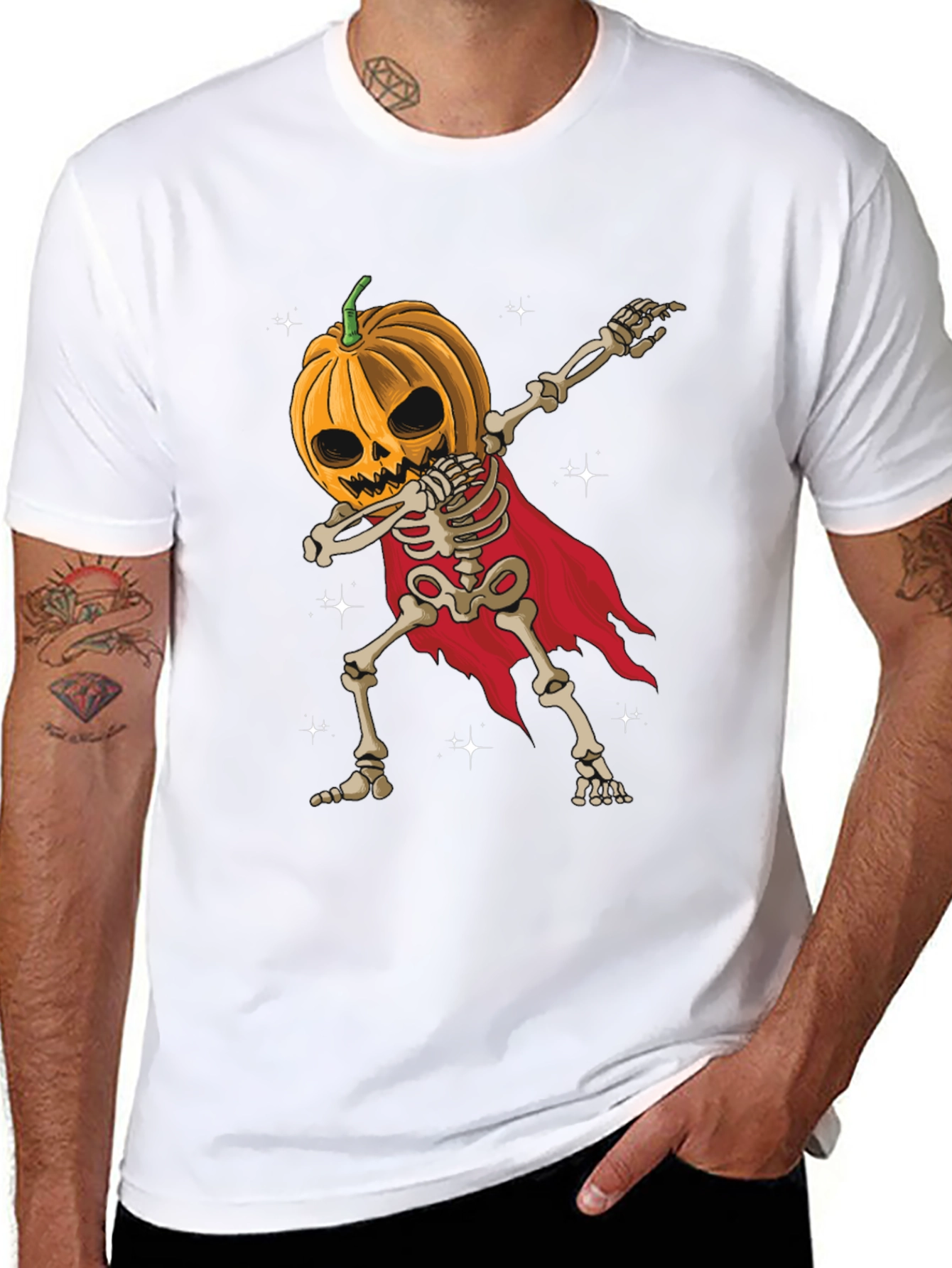 Halloween Pumpkin Skeleton Dab T-Shirt