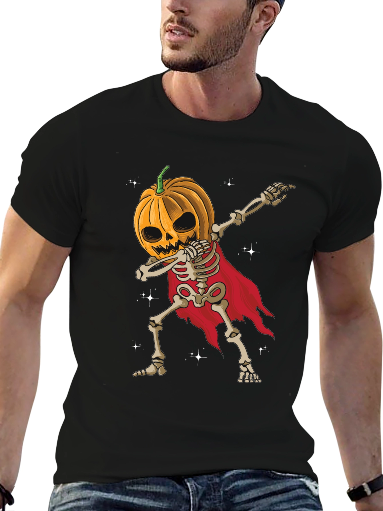 Halloween Pumpkin Skeleton Dab T-Shirt