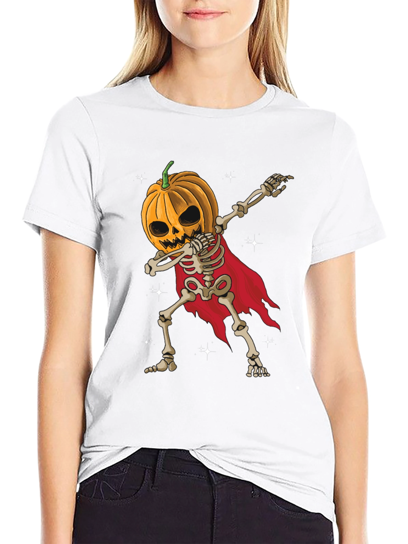 Halloween Pumpkin Skeleton Dab T-Shirt