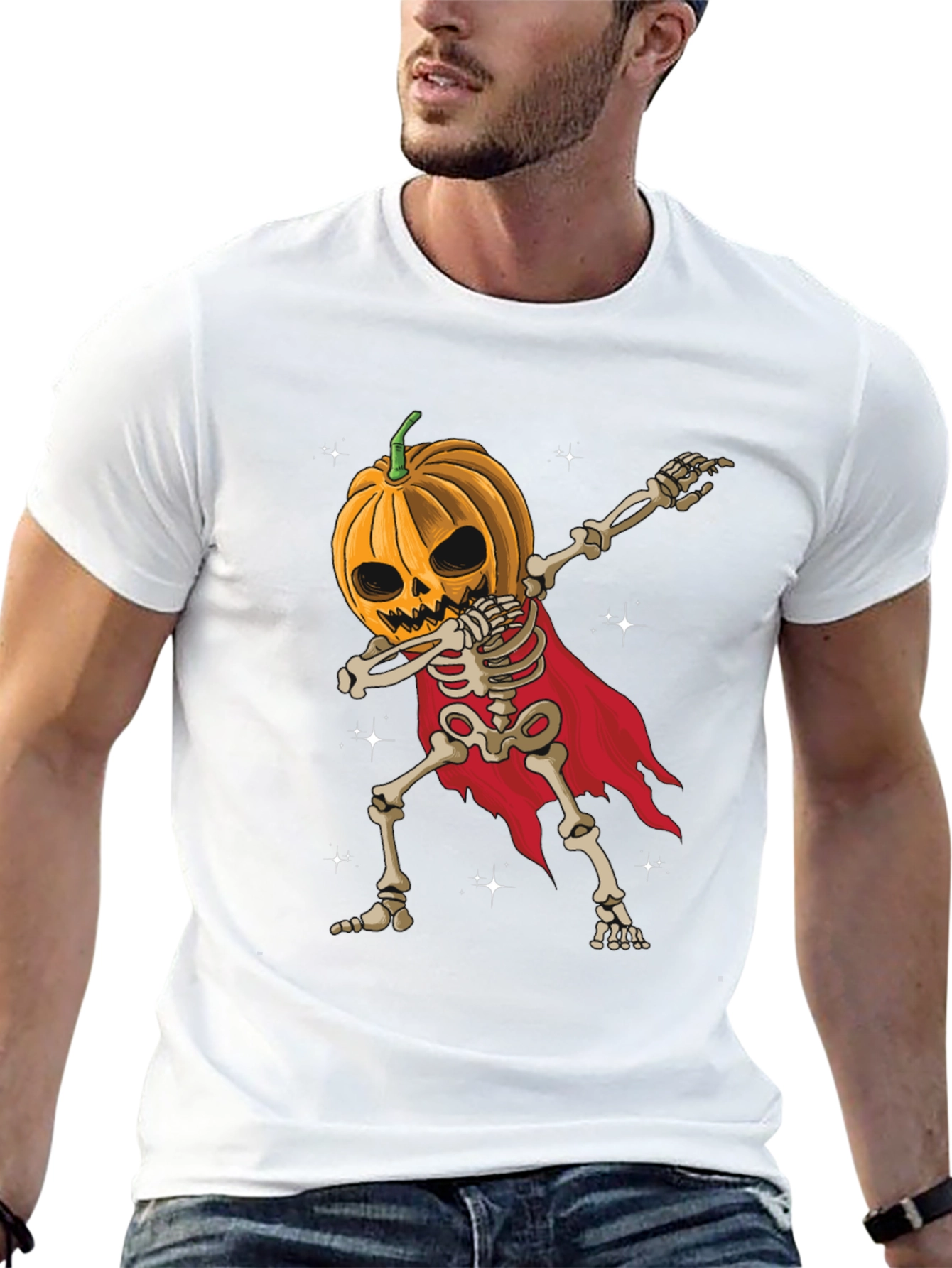 Halloween Pumpkin Skeleton Dab T-Shirt