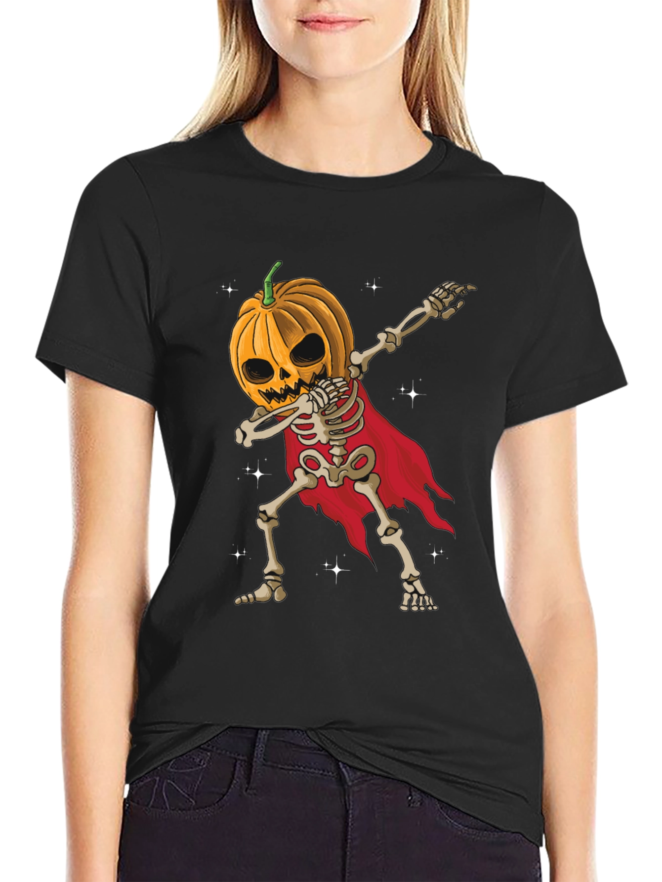 Halloween Pumpkin Skeleton Dab T-Shirt