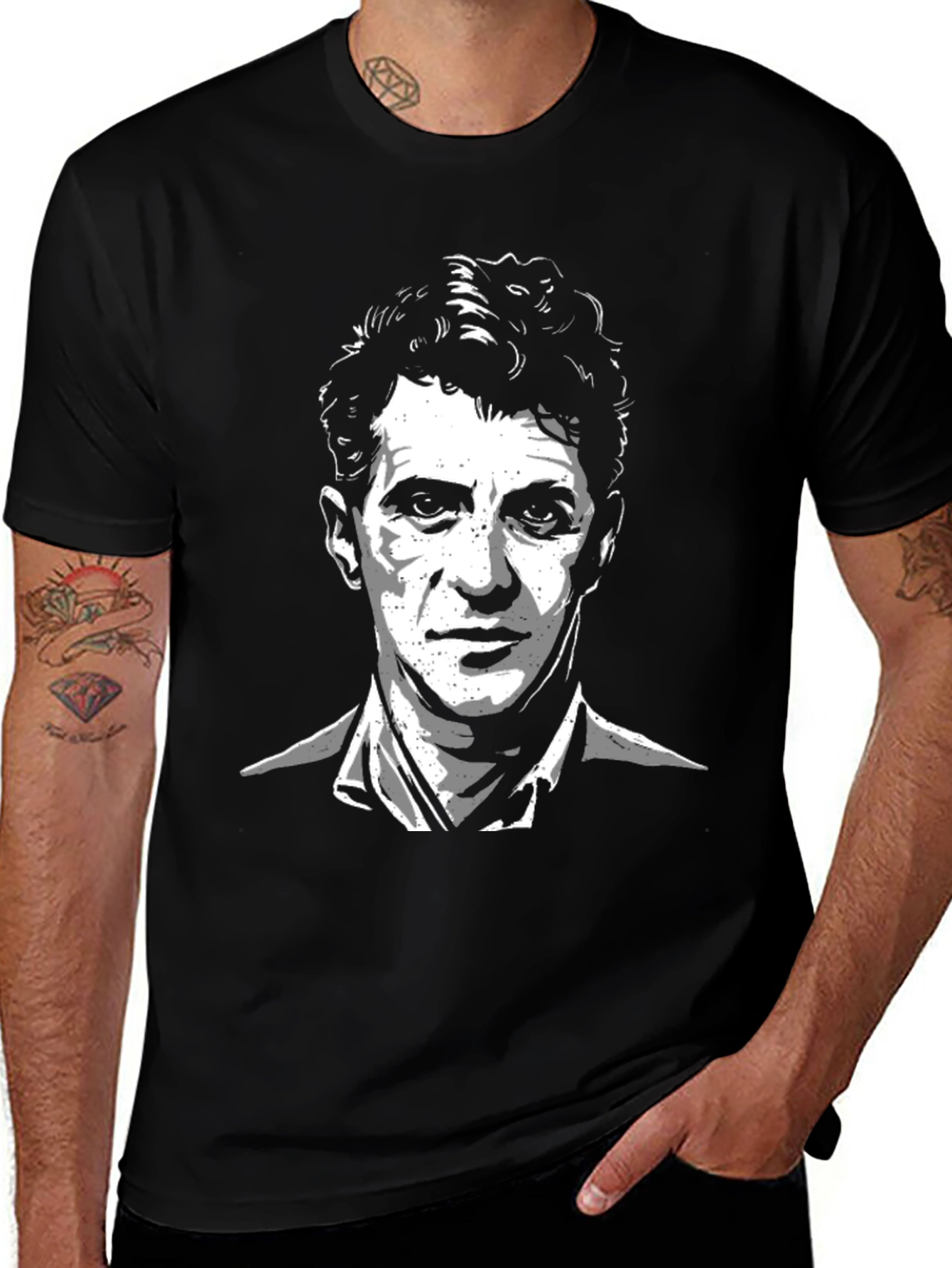 Mens Black T-Shirt - Portrait Graphic Tee