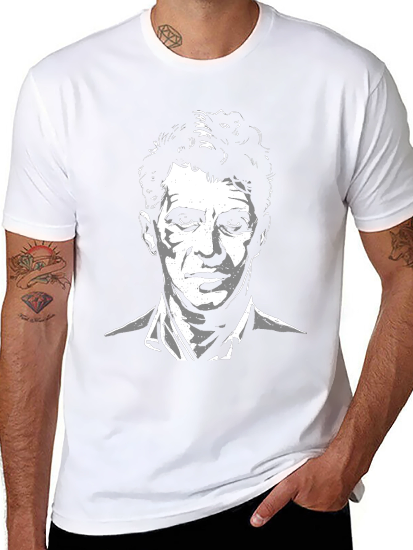 Mens Black T-Shirt - Portrait Graphic Tee