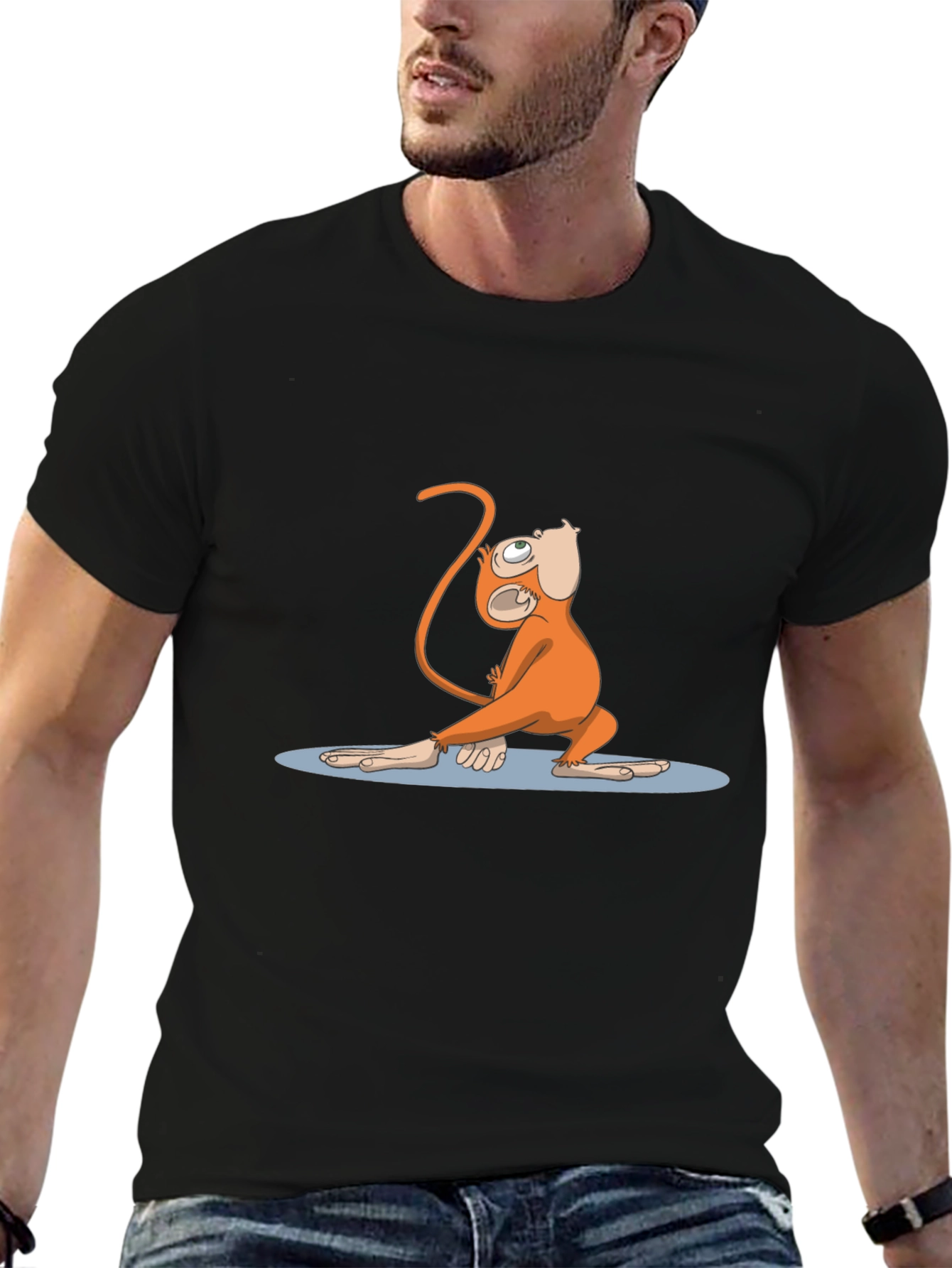 Yoga Monkey T-Shirt - Black Cotton Tee