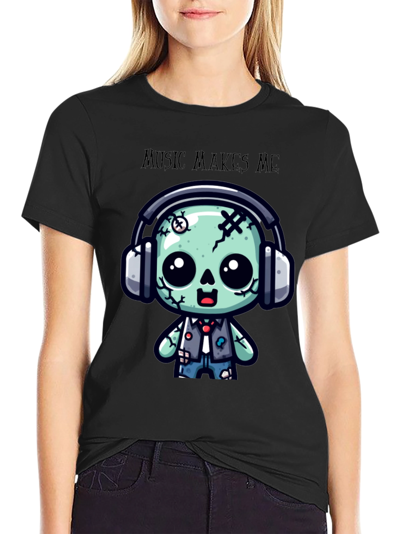 Music Makes Me Cute Zombie T-Shirt