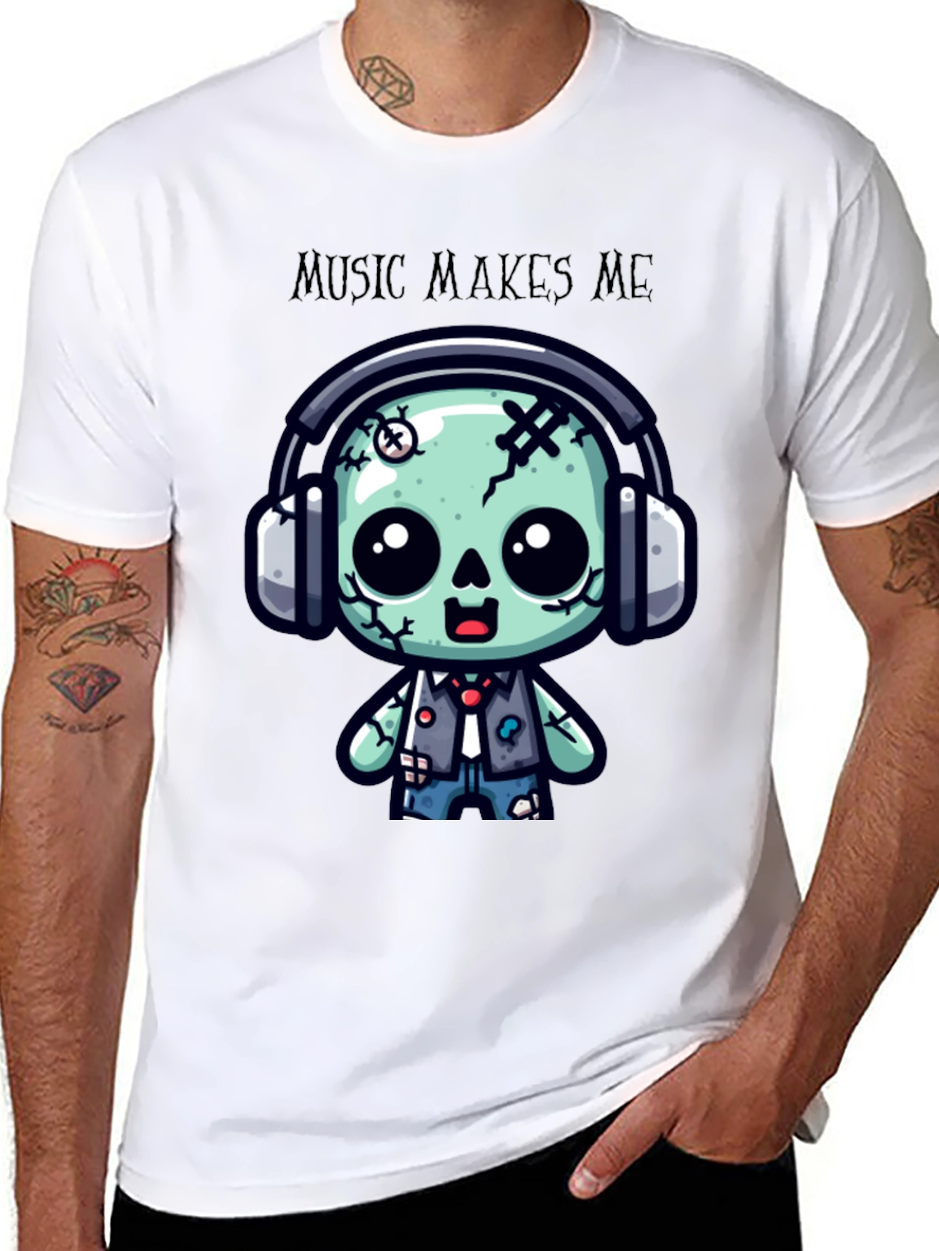 Music Makes Me Cute Zombie T-Shirt