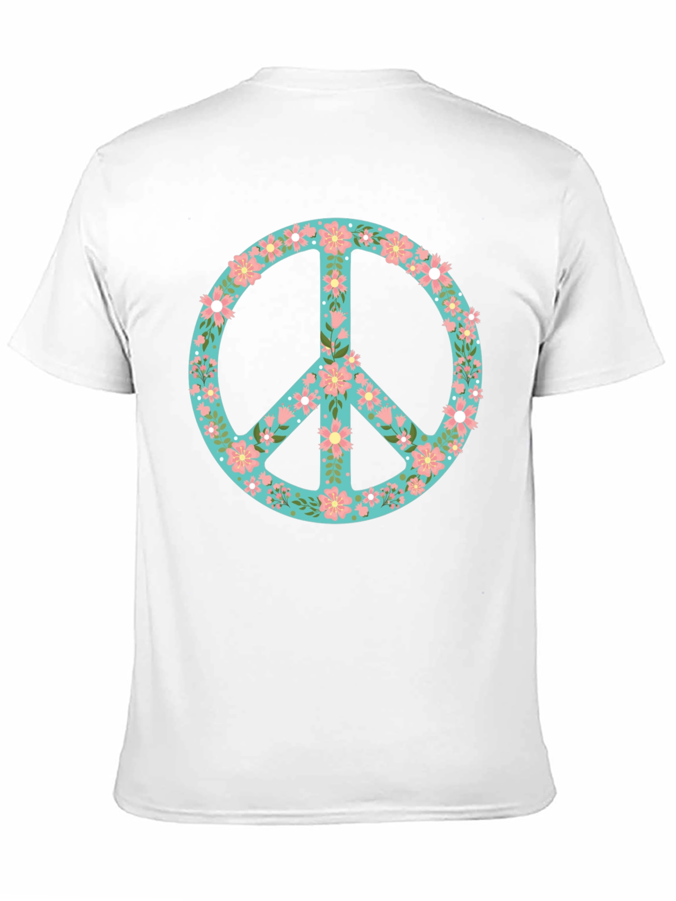 Floral Peace Sign Black T-Shirt