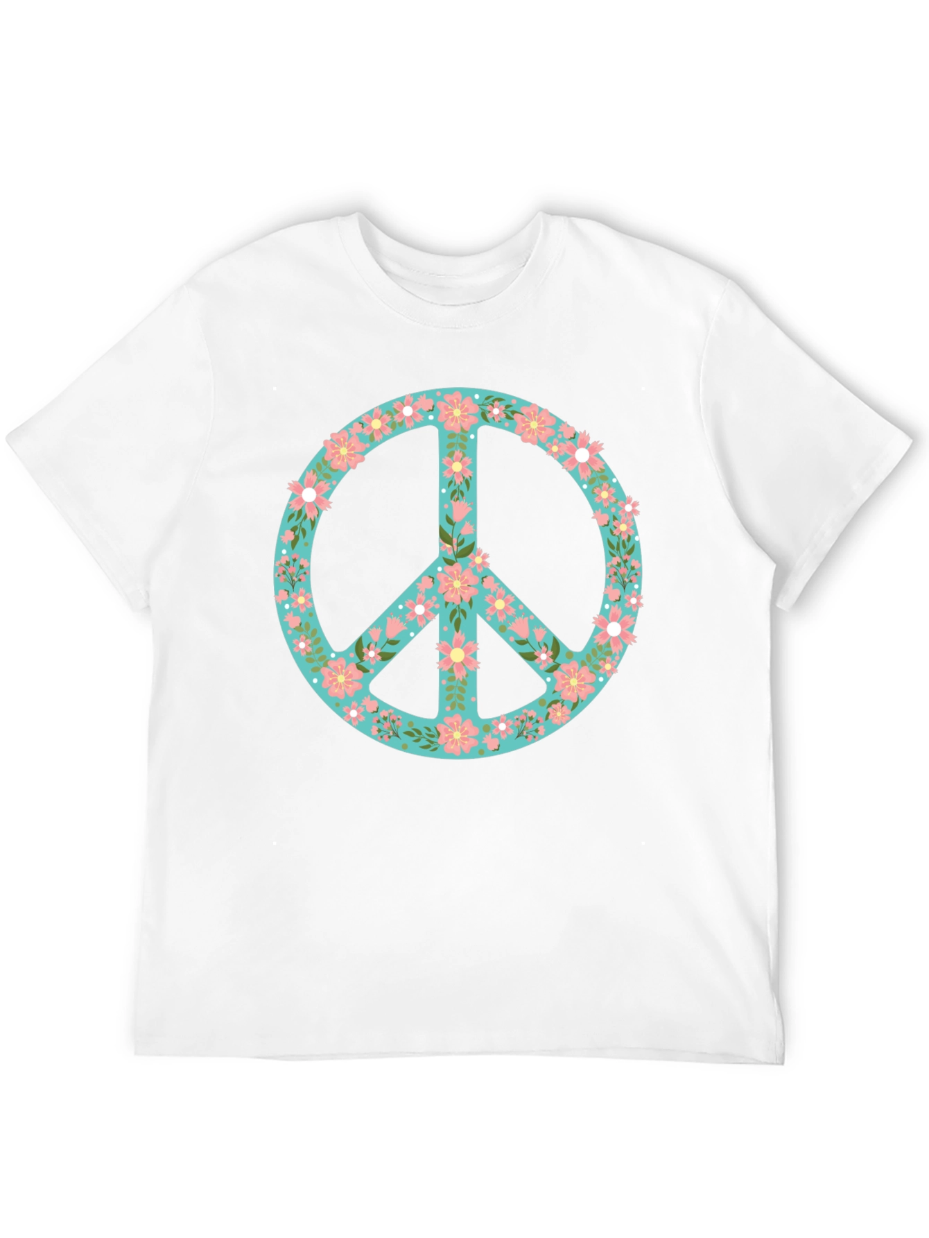 Floral Peace Sign Black T-Shirt