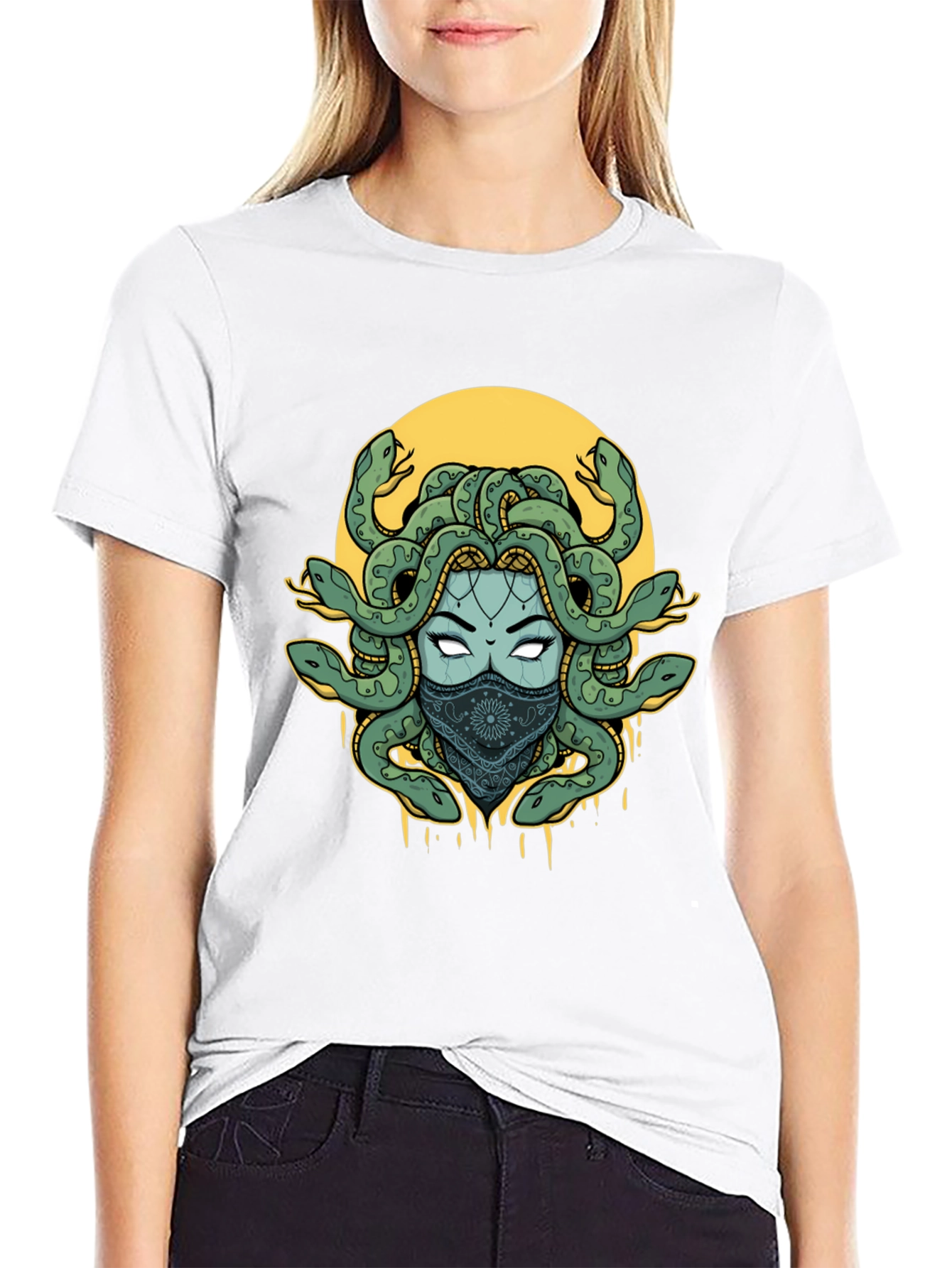 Medusa Graphic Print T-Shirt - Black