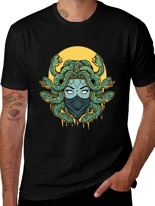 Medusa Graphic Print T-Shirt - Black