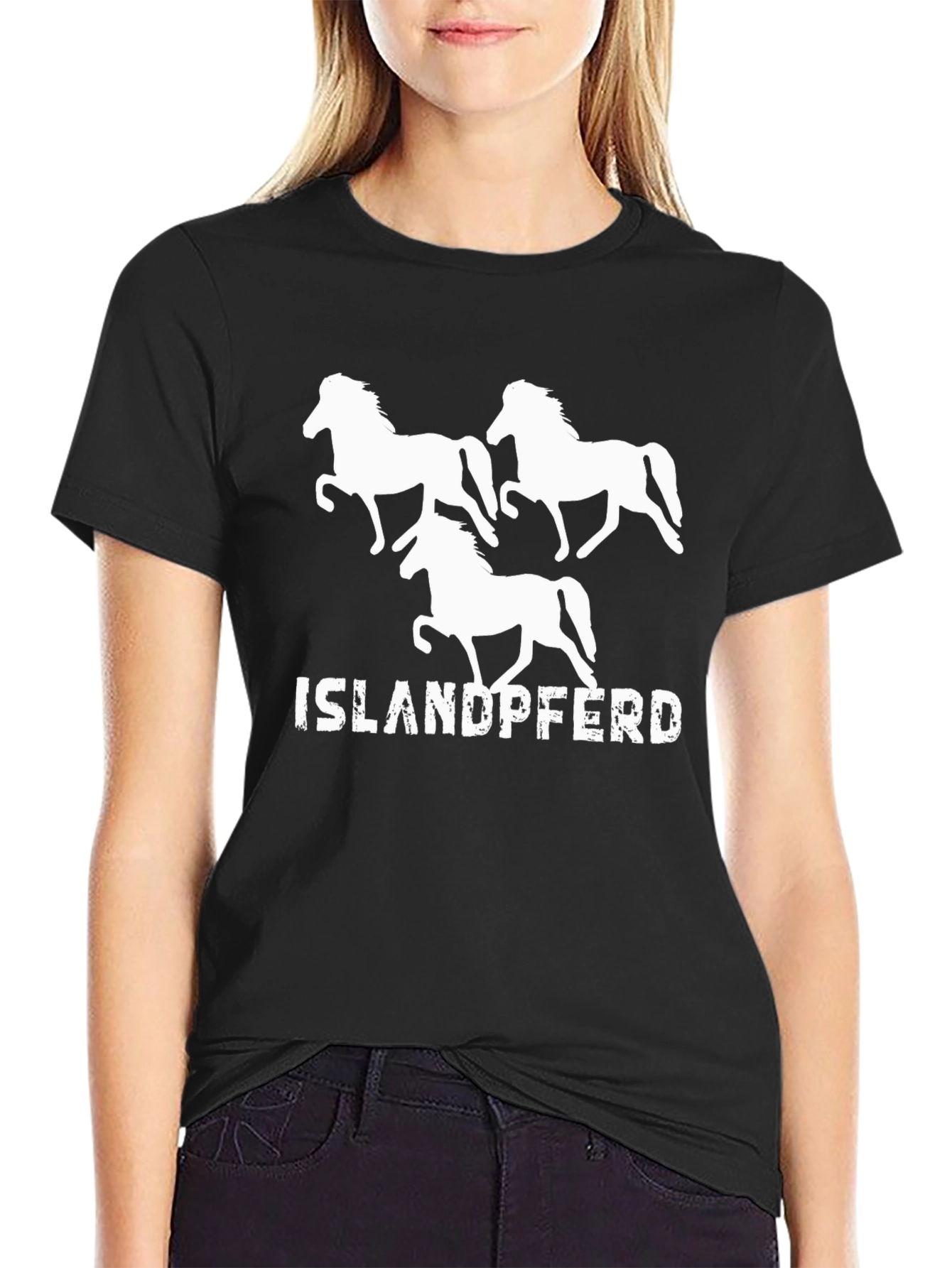 Islandpferd Black T-Shirt Horse Lover Tee