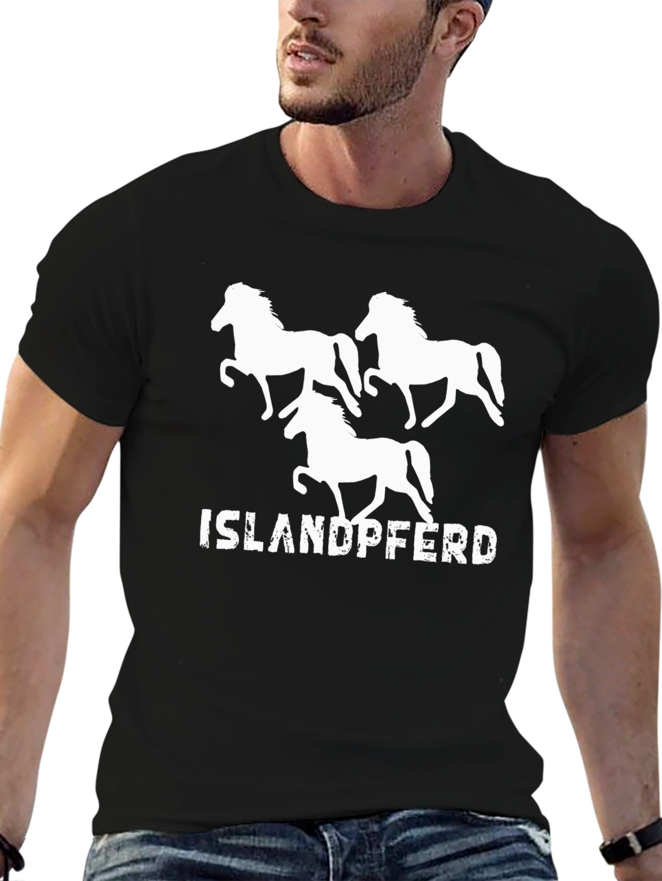 Islandpferd Black T-Shirt Horse Lover Tee