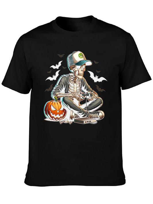 Halloween Gamer Skeleton Graphic Tee