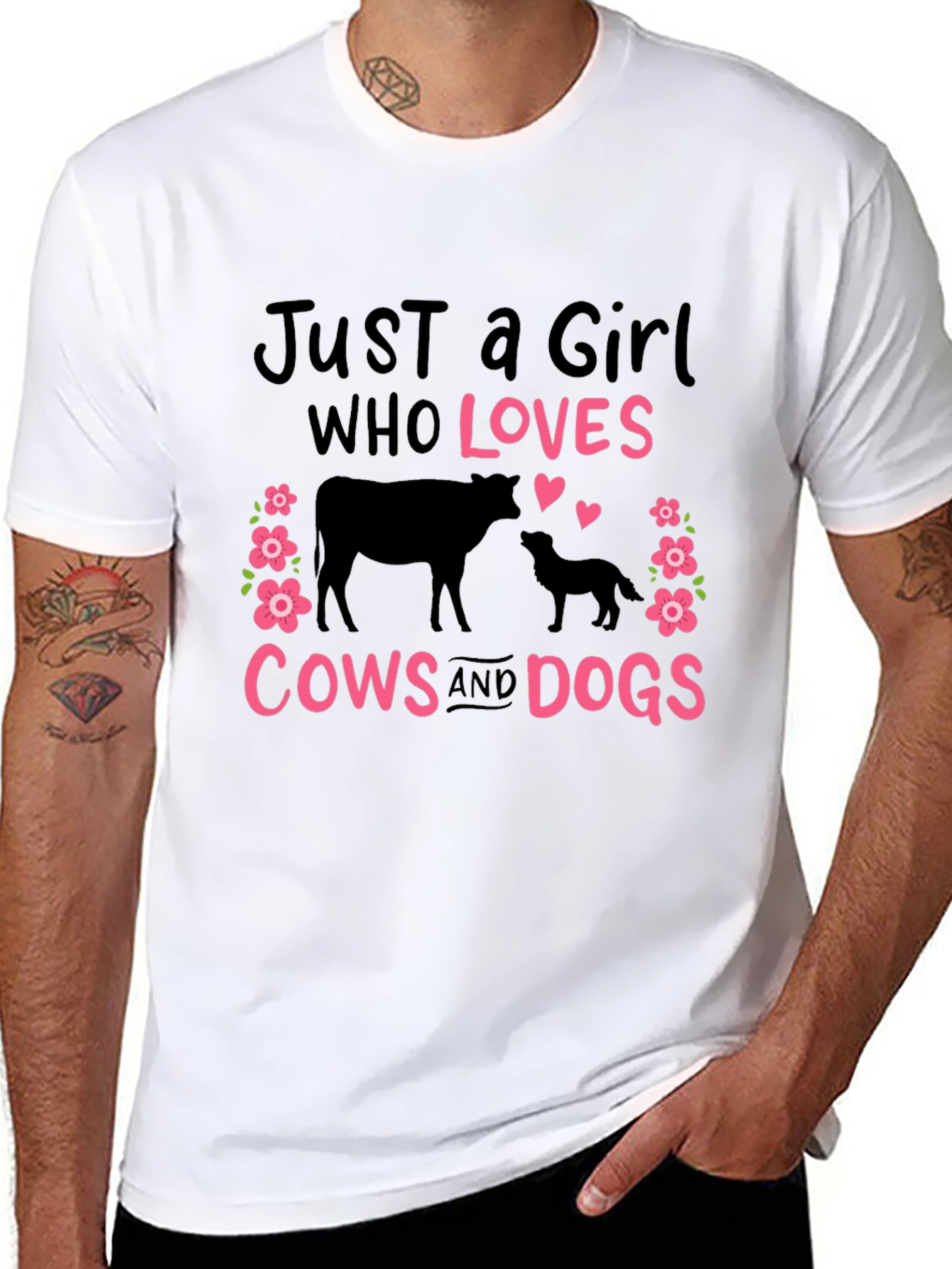 Just a Girl Who Loves Cows and Dogs T-Shirt