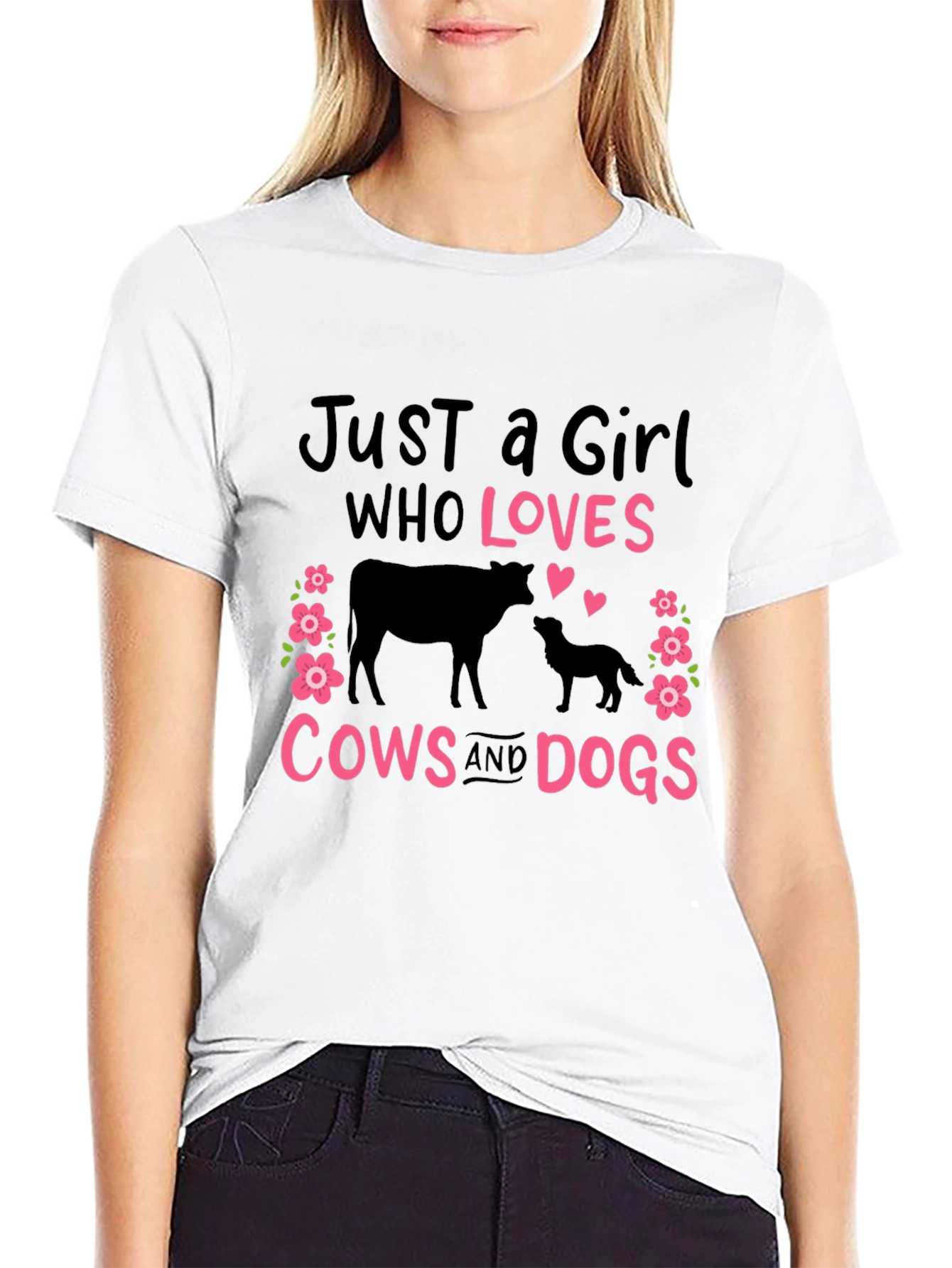 Just a Girl Who Loves Cows and Dogs T-Shirt