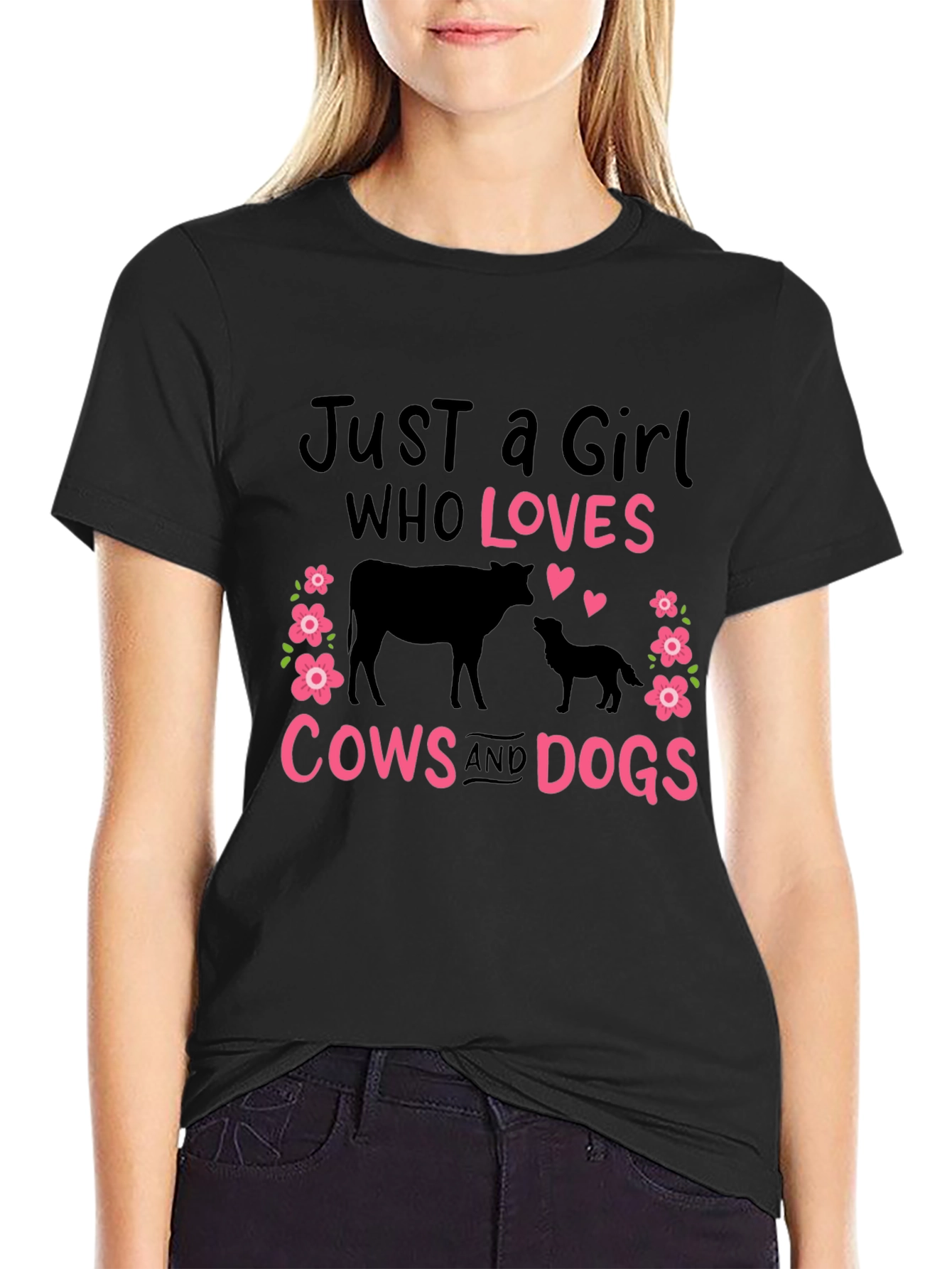 Just a Girl Who Loves Cows and Dogs T-Shirt