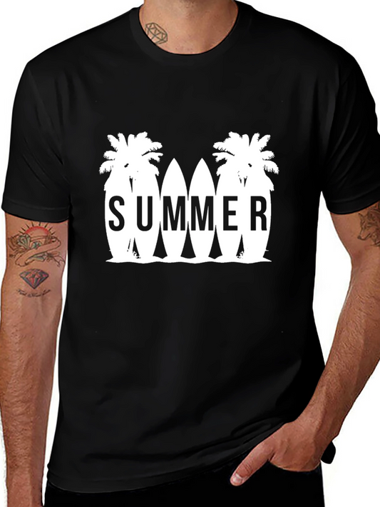 Summer Surfboard T-Shirt - Palm Tree Beach Vibes