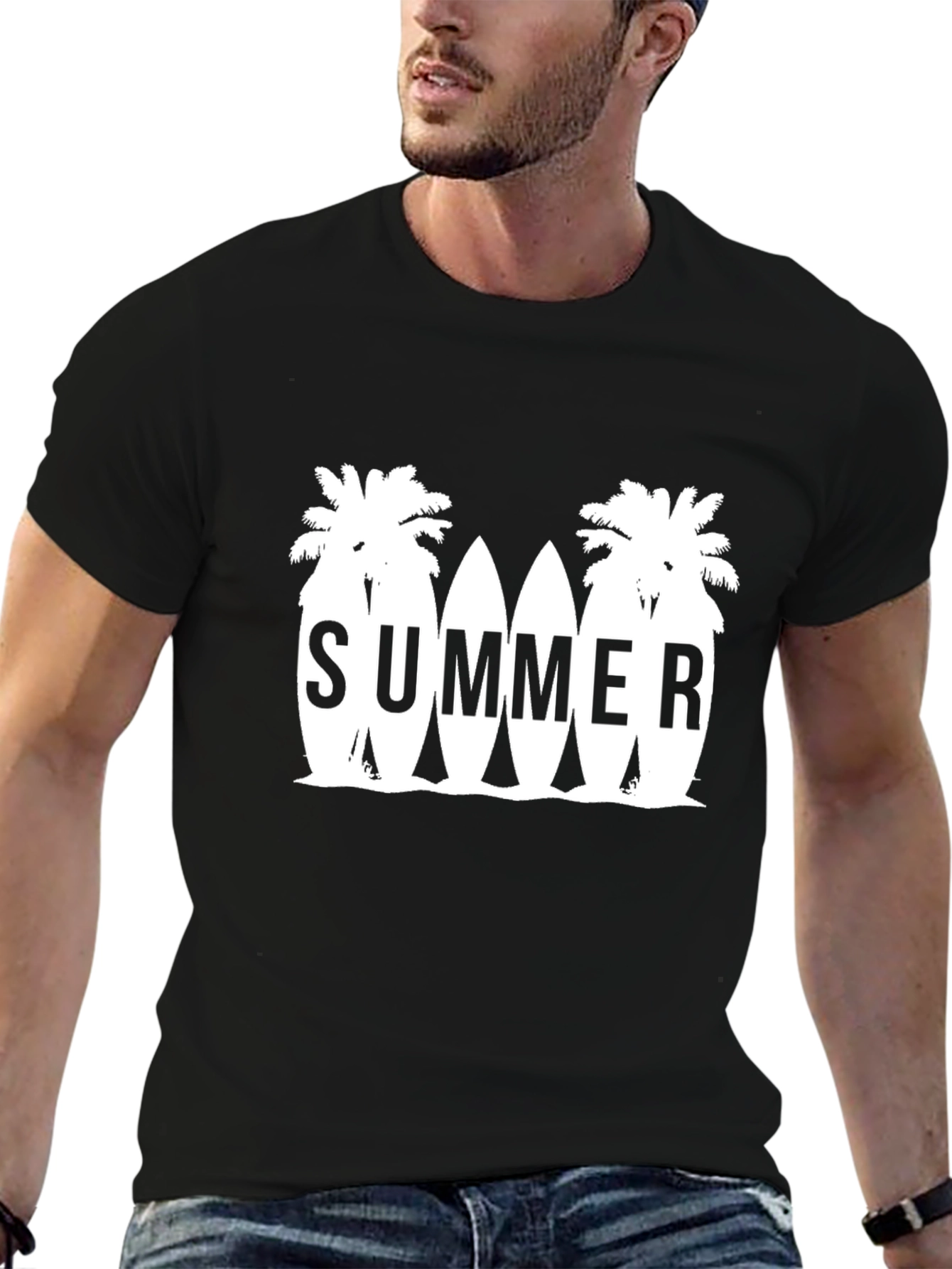 Summer Surfboard T-Shirt - Palm Tree Beach Vibes