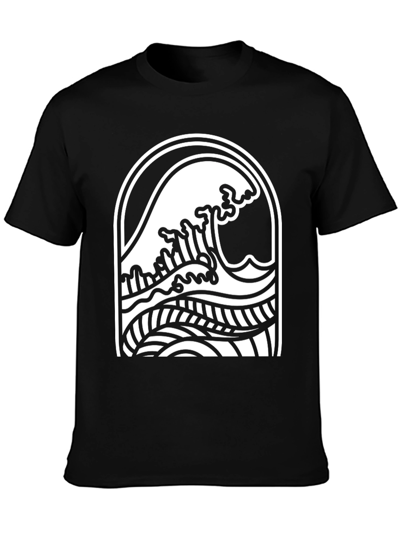 Black Wave Graphic Tee - Surf Style