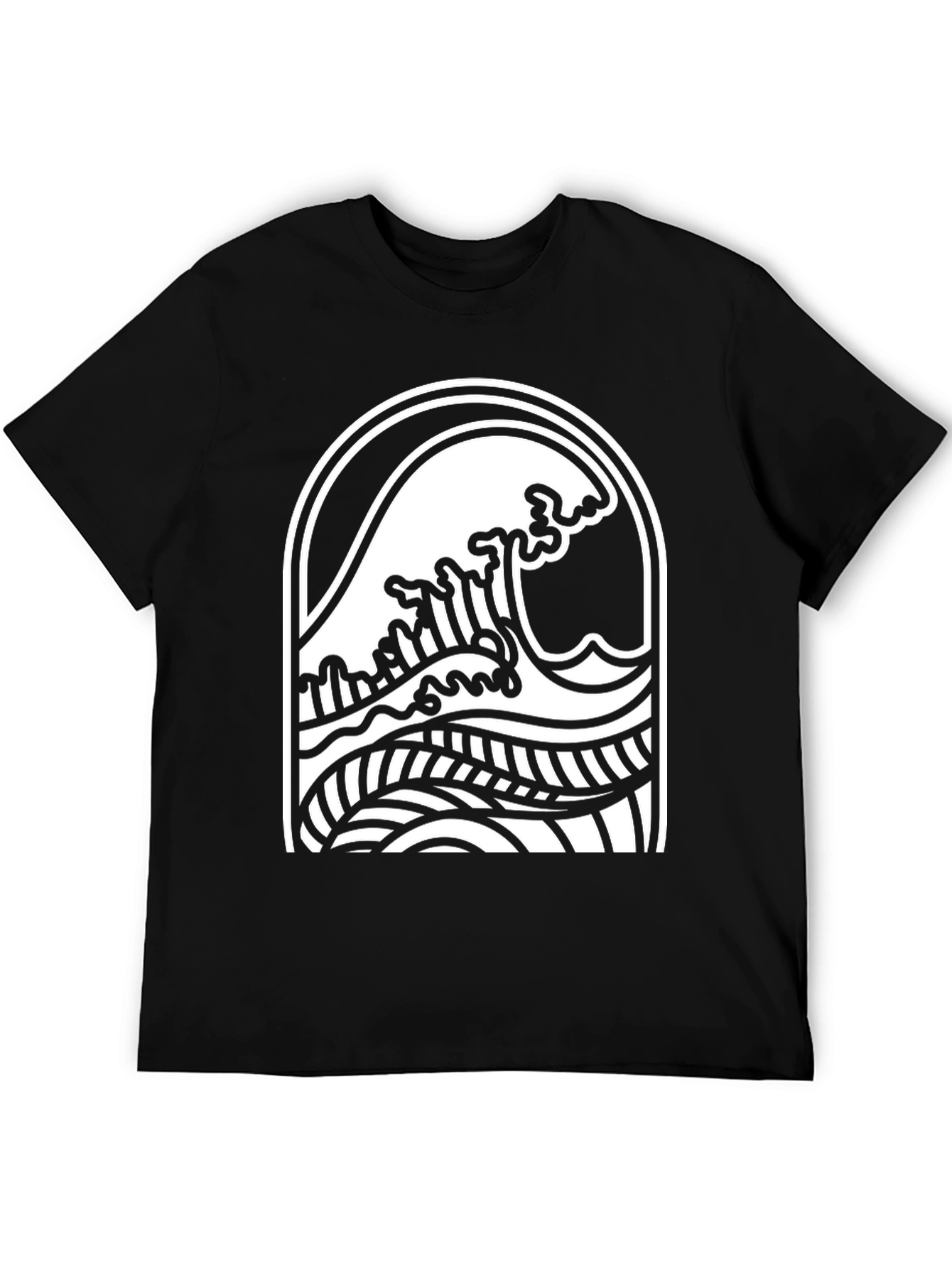 Black Wave Graphic Tee - Surf Style