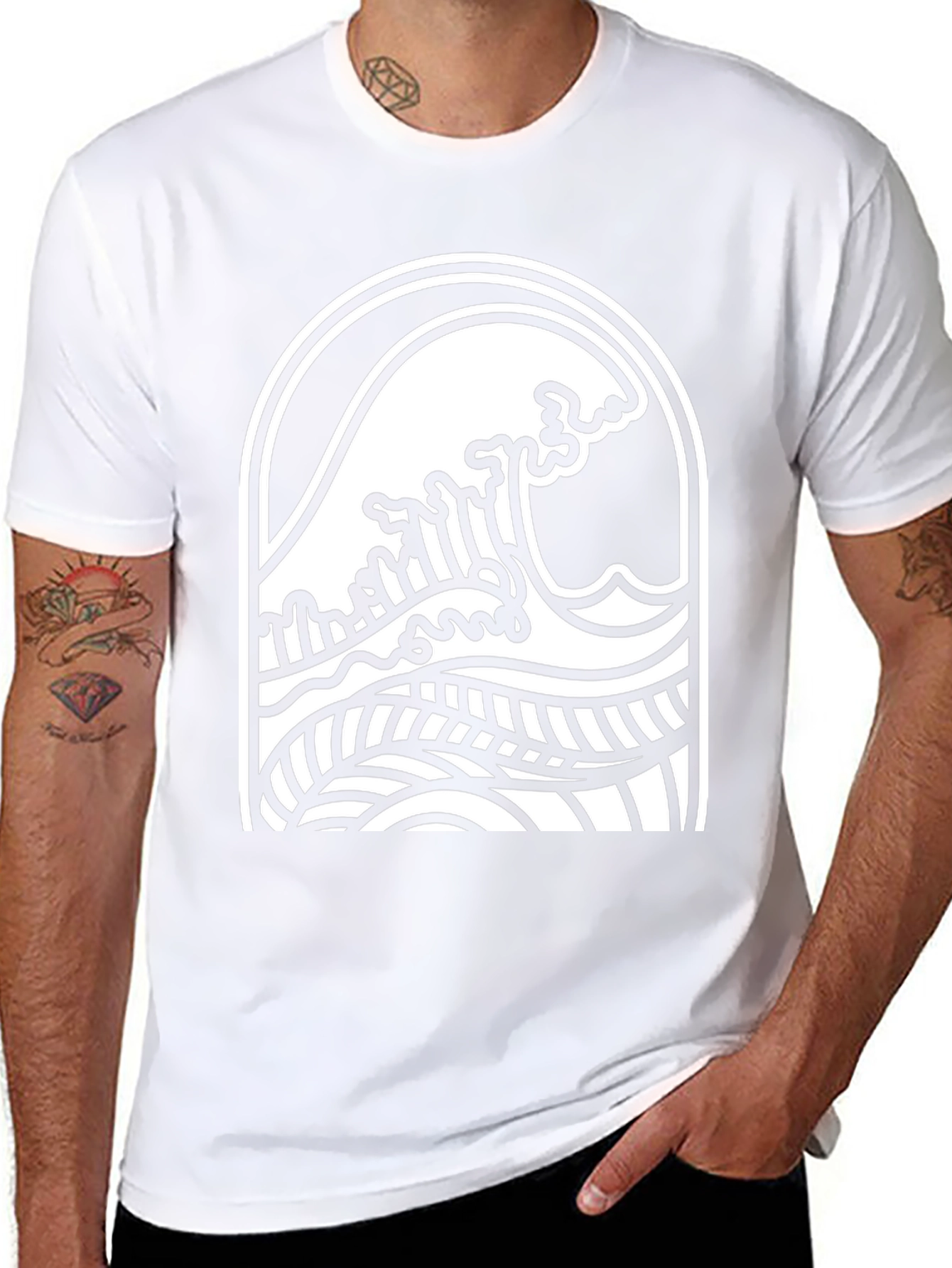 Black Wave Graphic Tee - Surf Style