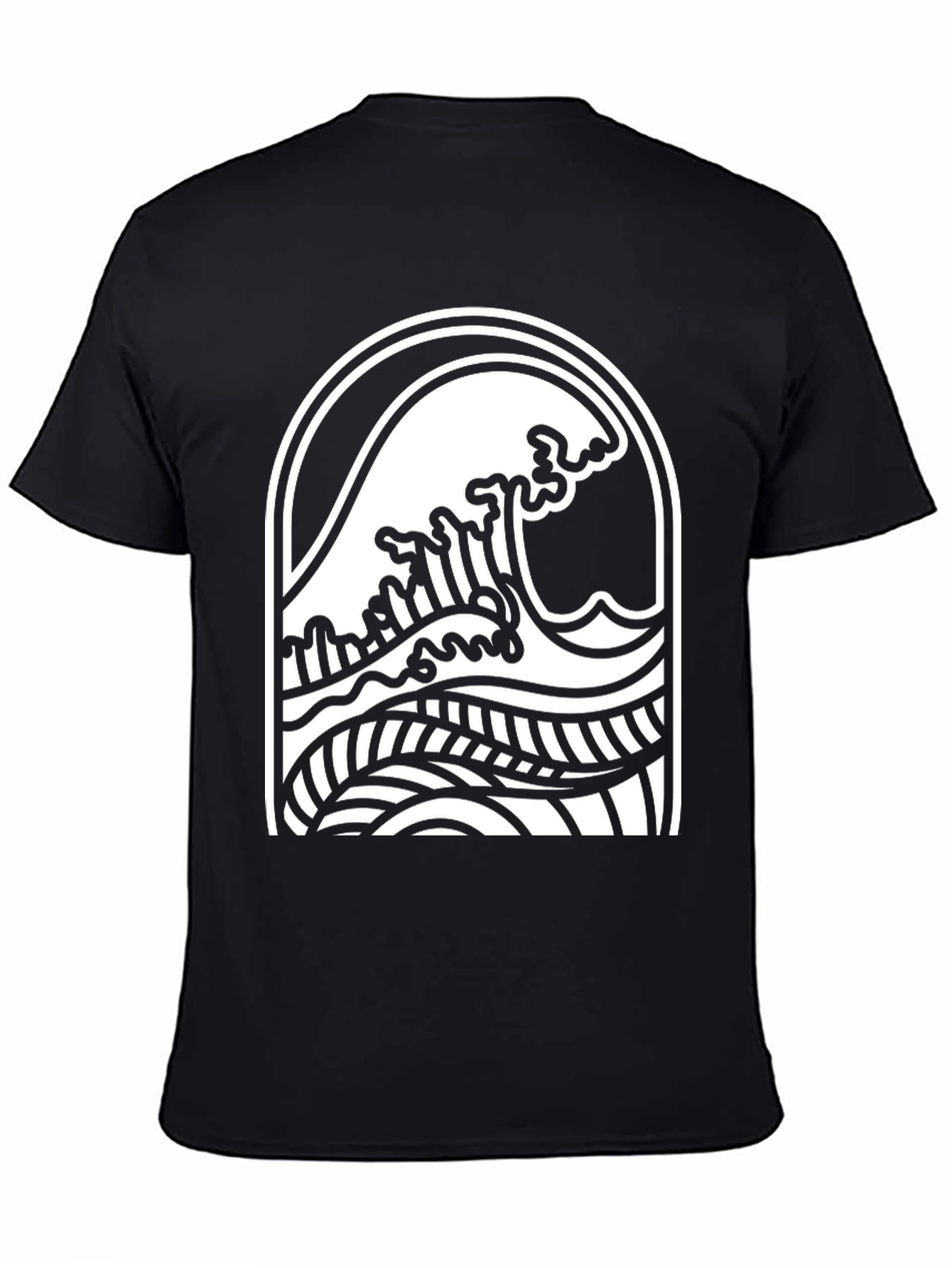 Black Wave Graphic Tee - Surf Style