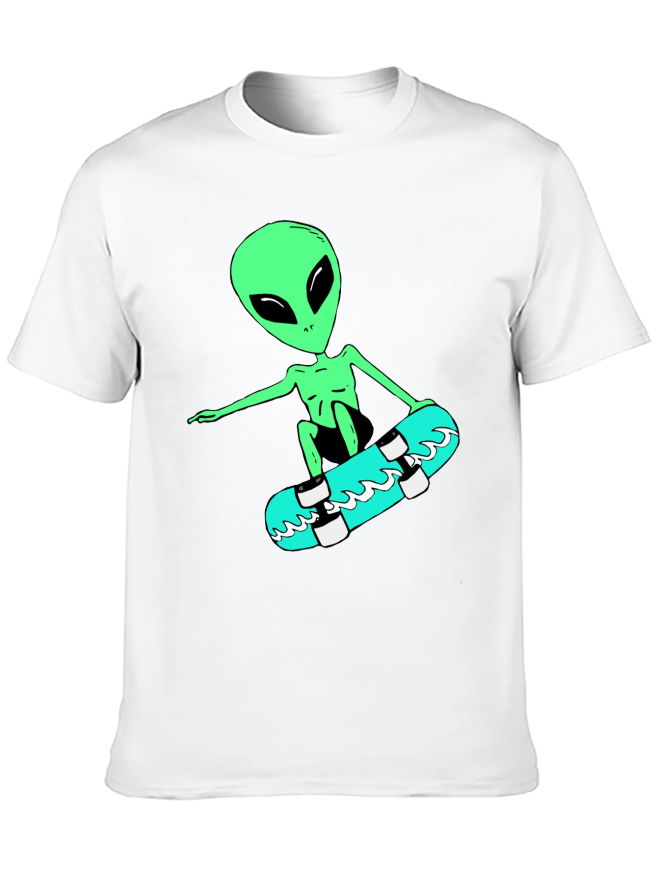 Alien Skateboarder Graphic Tee - Black