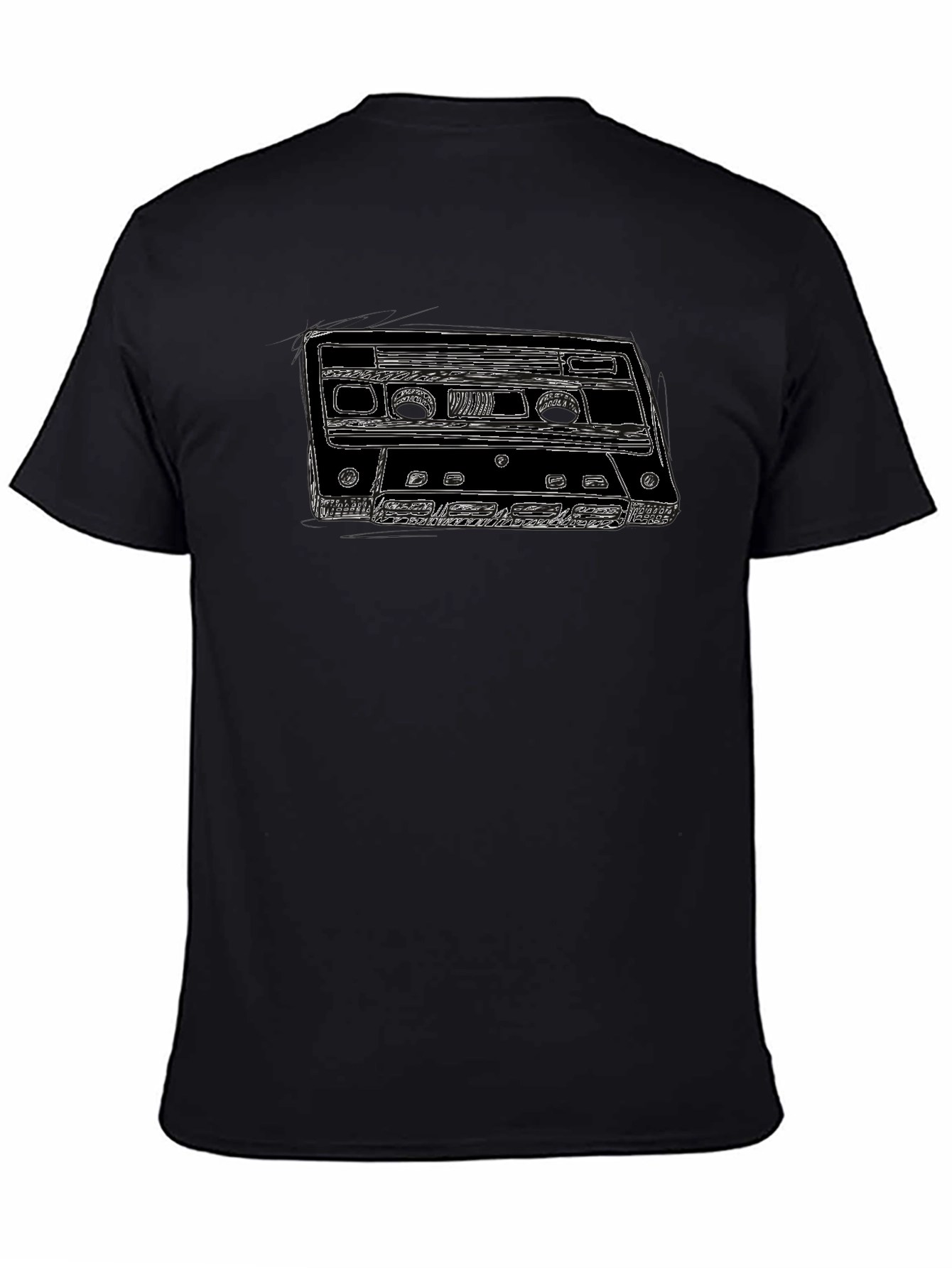Retro Cassette Tape Graphic Tee - Black T-Shirt