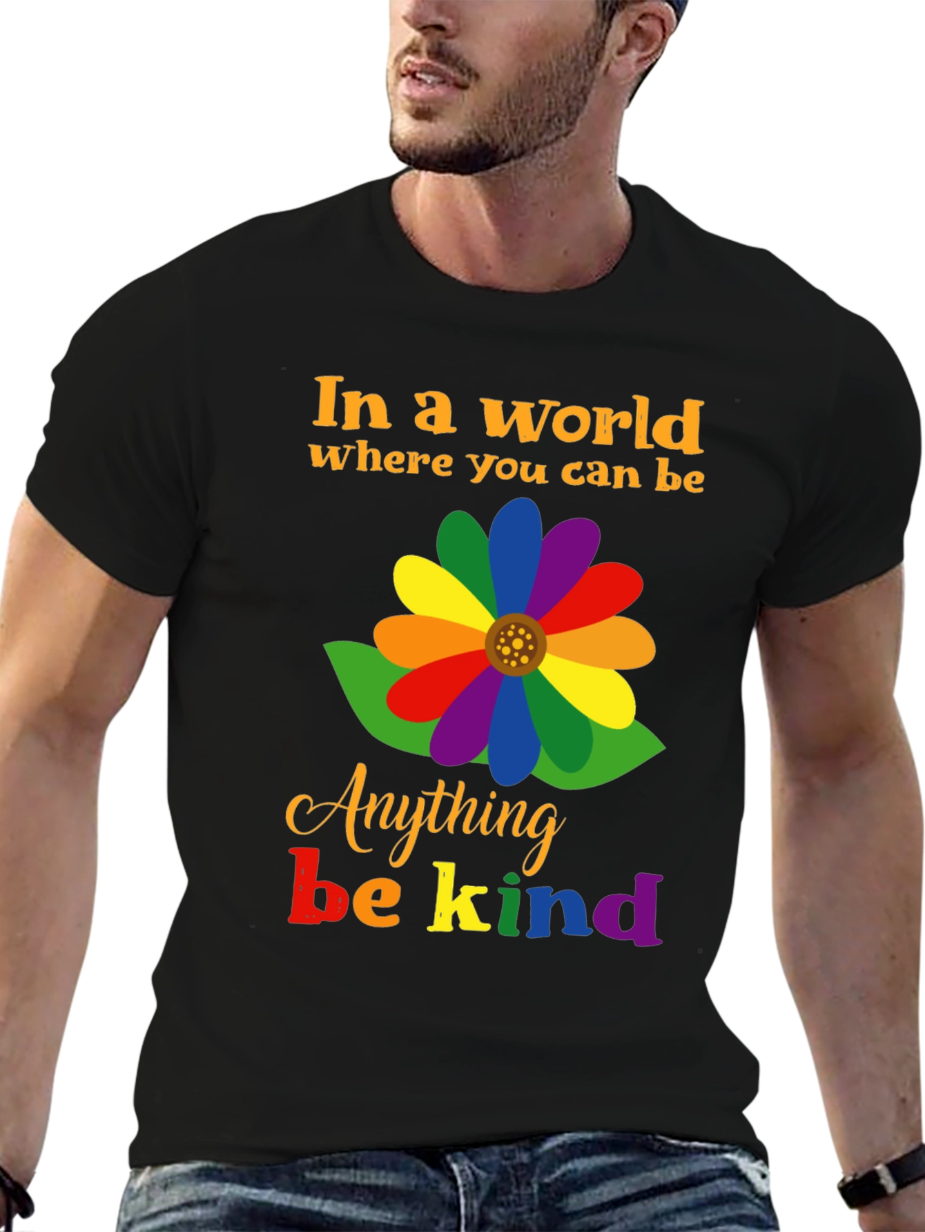 Be Kind Rainbow Flower Graphic Tee
