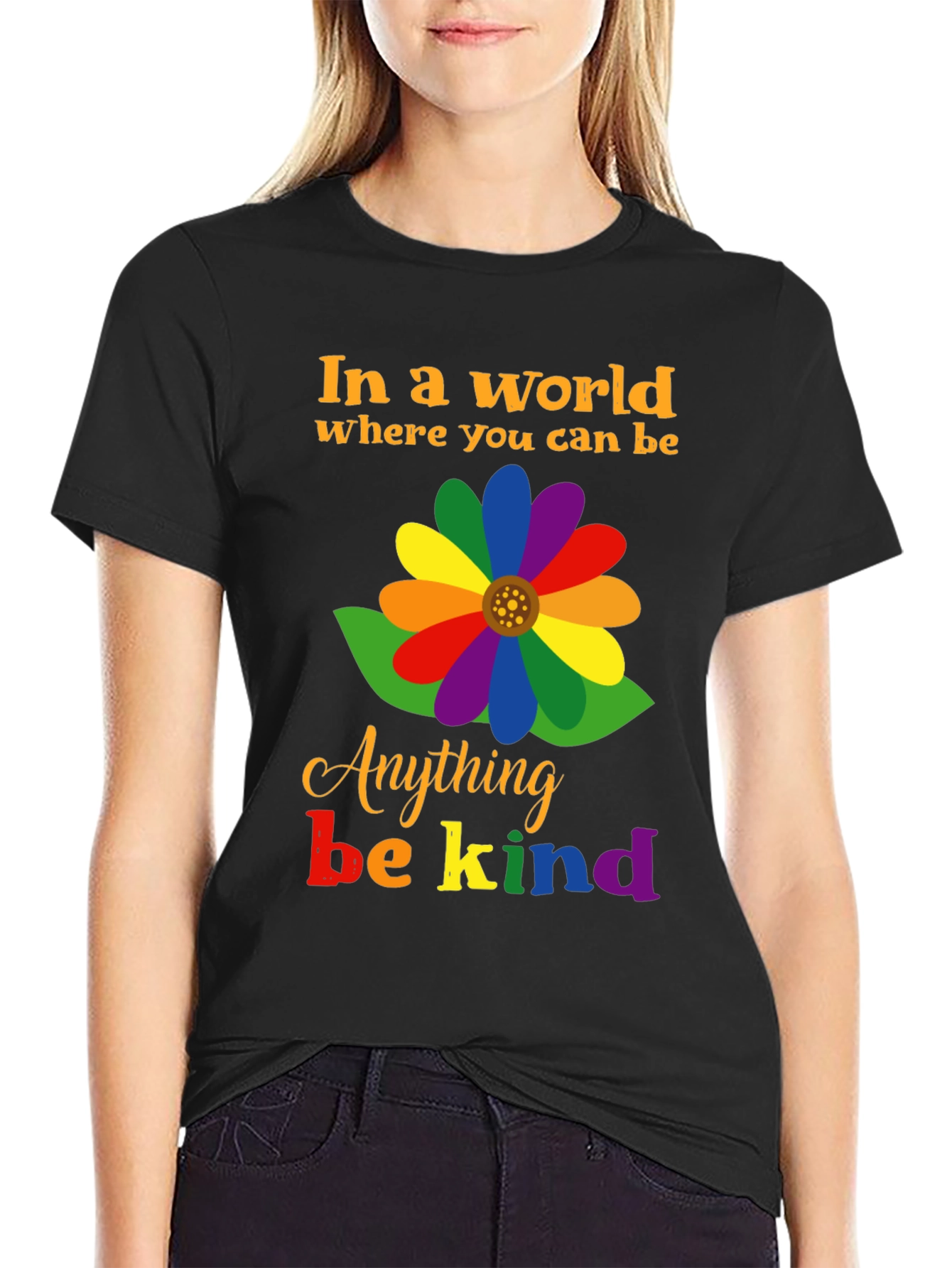 Be Kind Rainbow Flower Graphic Tee