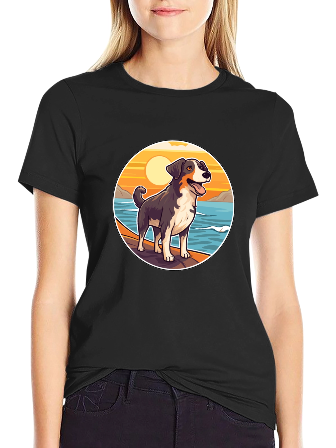 Dog Beach Sunset Graphic Tee