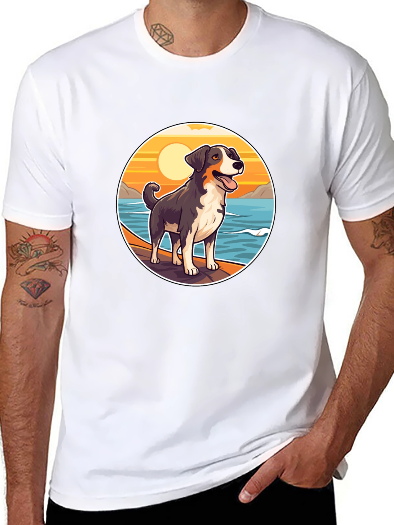 Dog Beach Sunset Graphic Tee