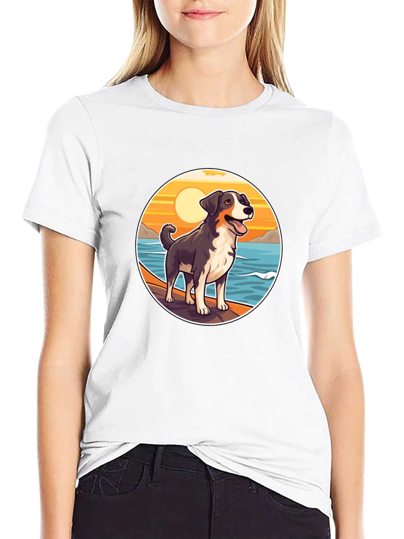 Dog Beach Sunset Graphic Tee