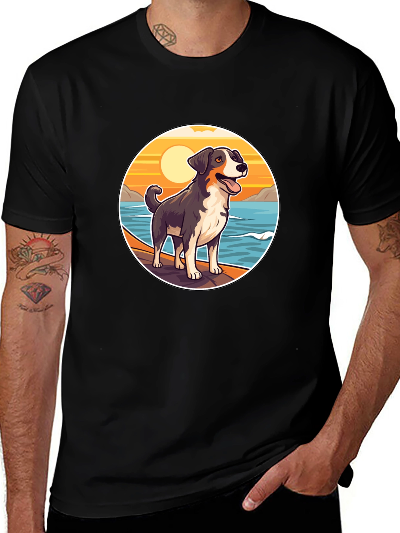 Dog Beach Sunset Graphic Tee