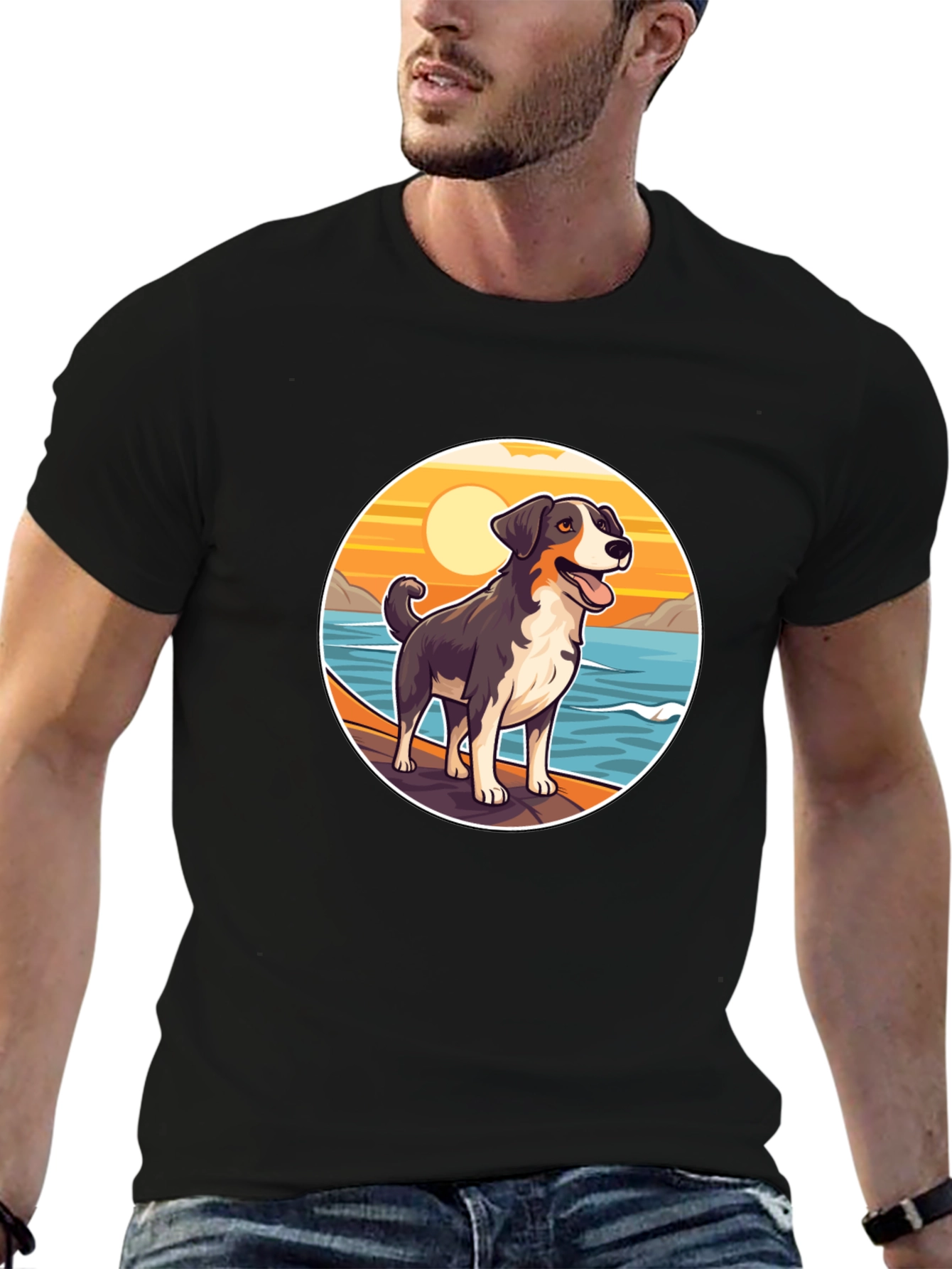 Dog Beach Sunset Graphic Tee