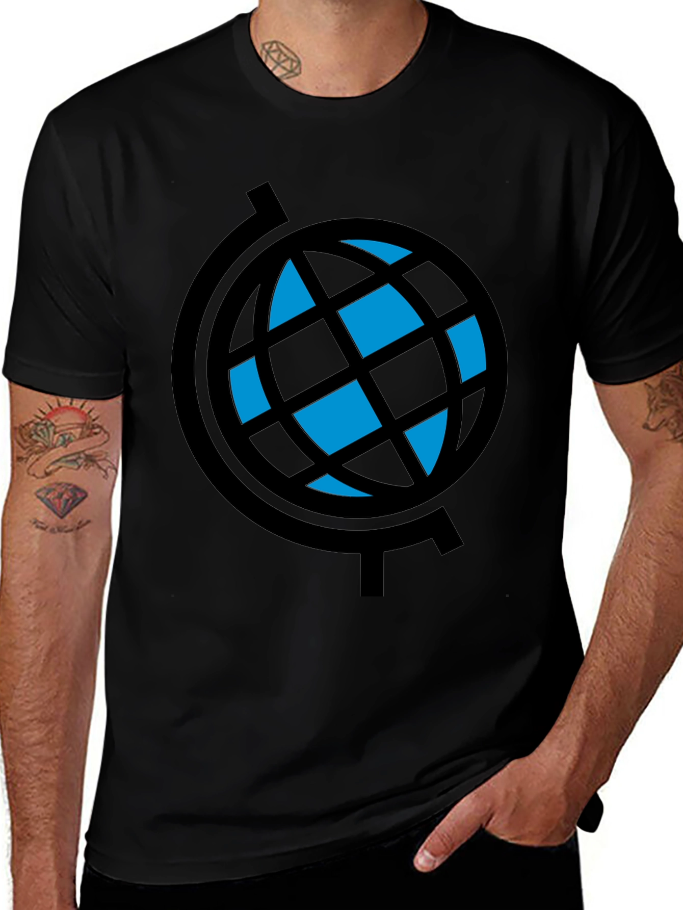 Globe Graphic Black T-Shirt - Stylish Modern Design