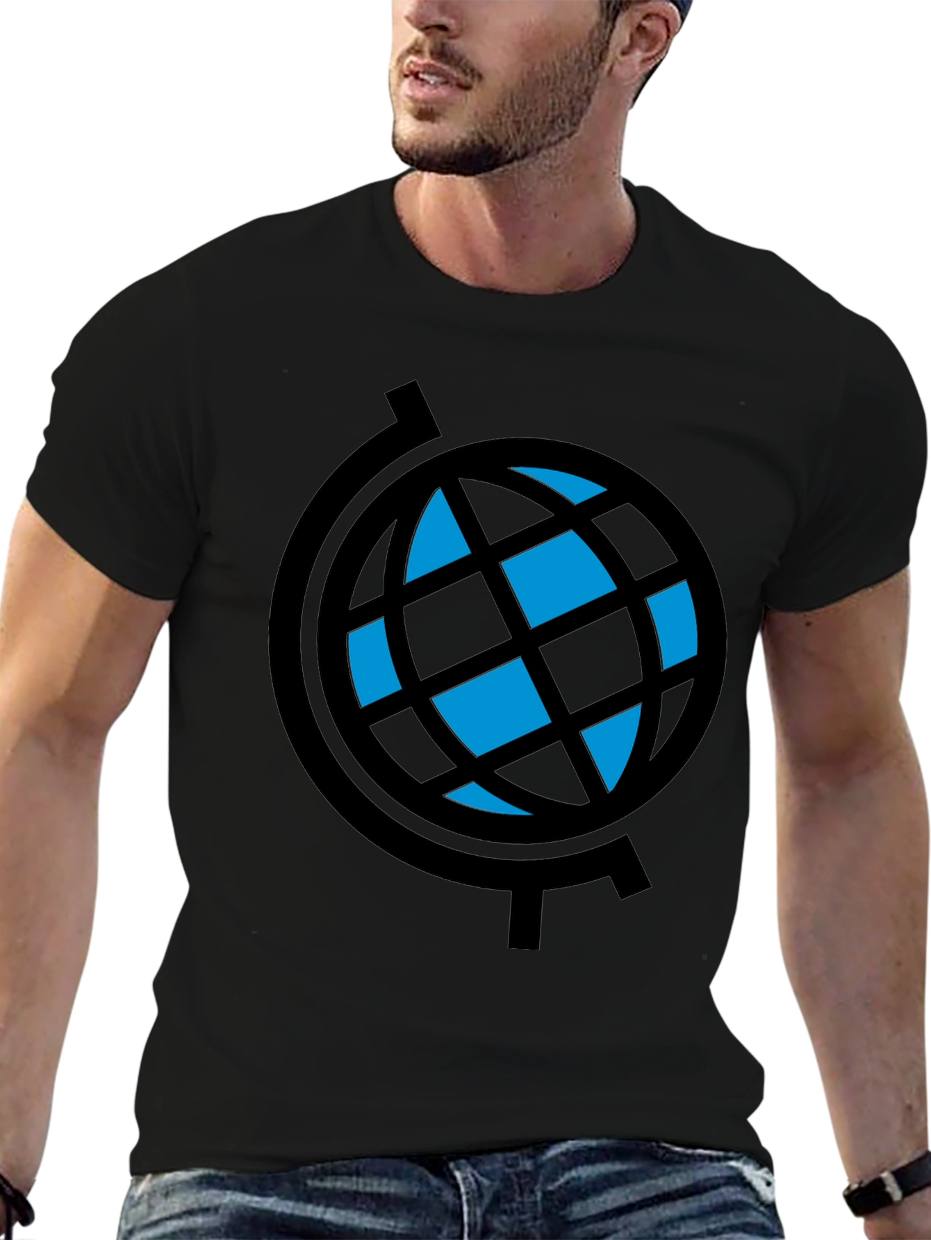 Globe Graphic Black T-Shirt - Stylish Modern Design