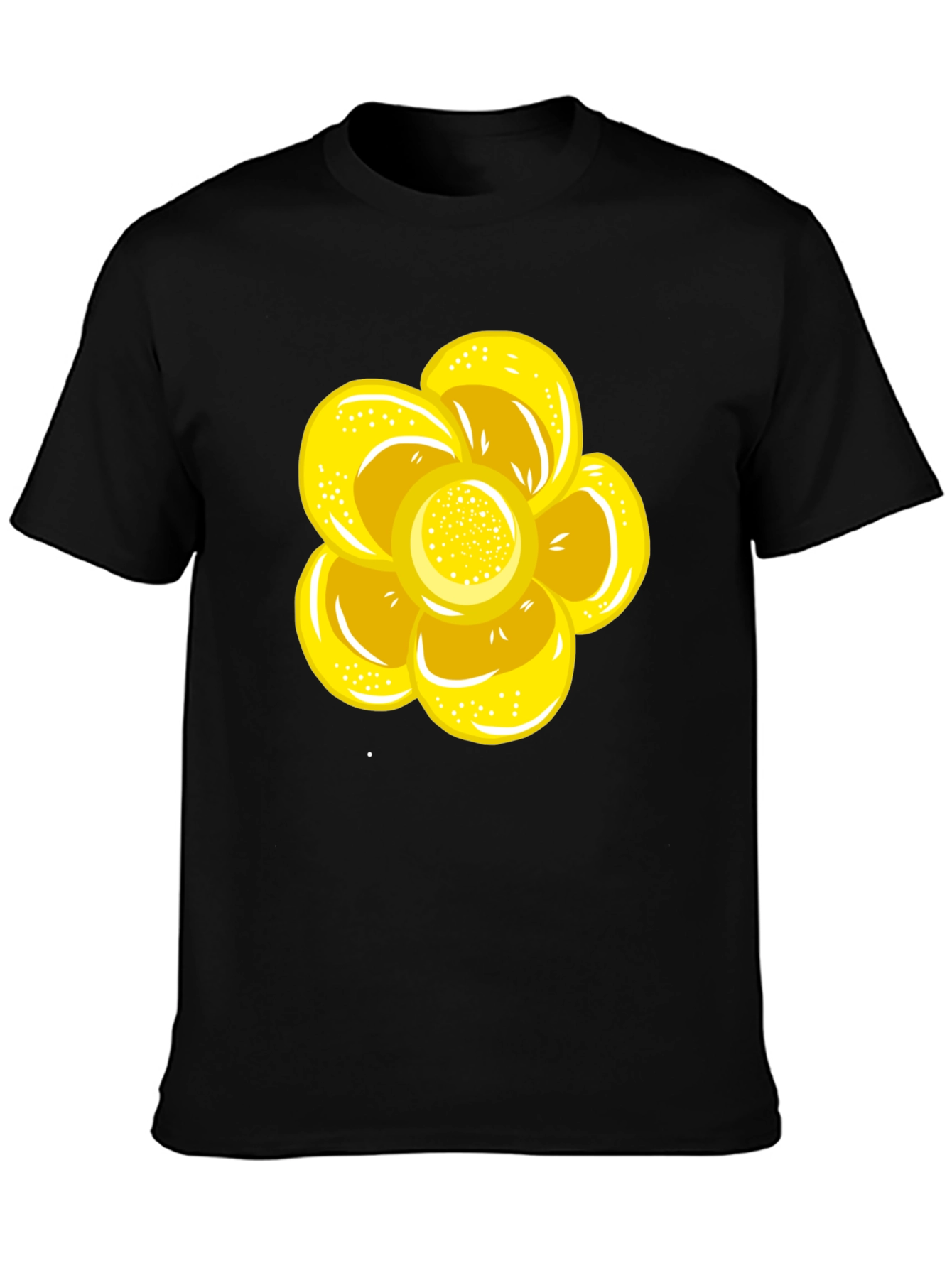 Black T-Shirt with Yellow Flower Graphic