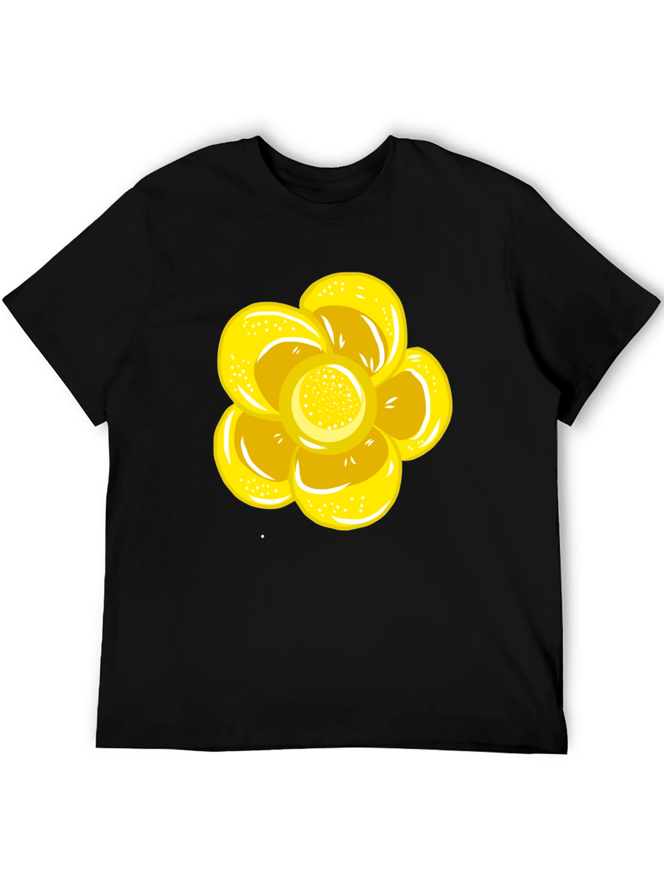 Black T-Shirt with Yellow Flower Graphic
