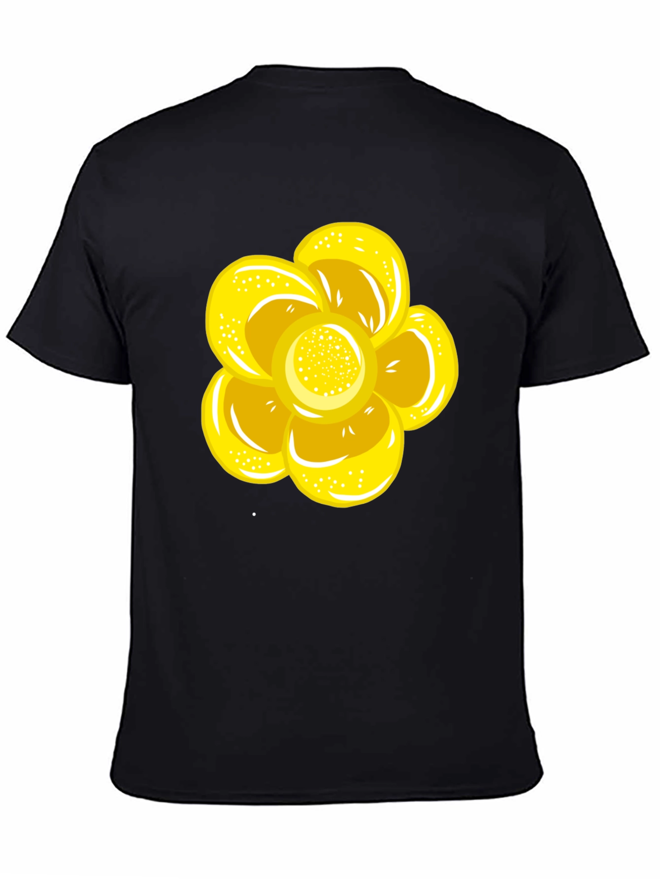 Black T-Shirt with Yellow Flower Graphic