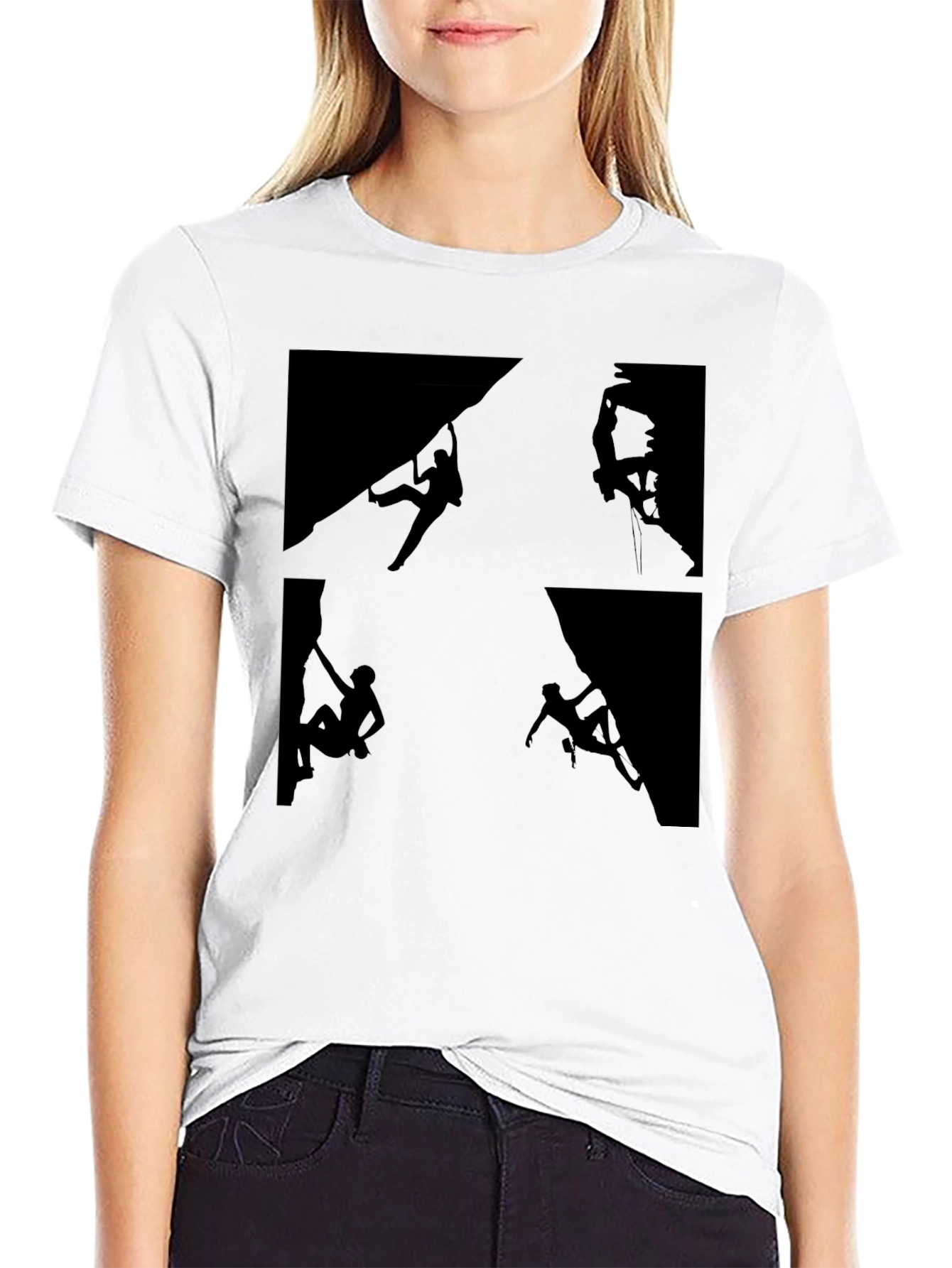 Rock Climbing Silhouette Graphic Tee - Black