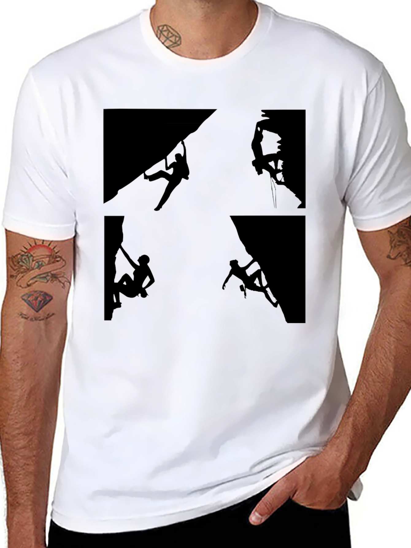 Rock Climbing Silhouette Graphic Tee - Black