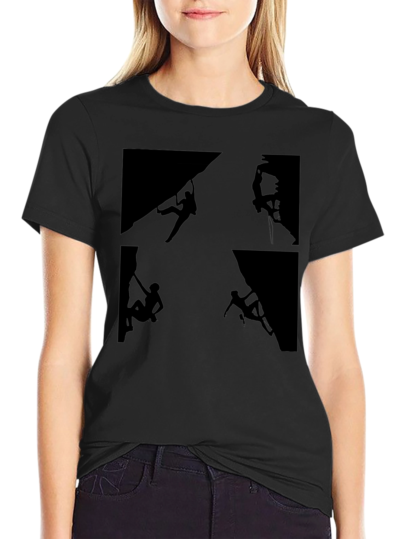 Rock Climbing Silhouette Graphic Tee - Black