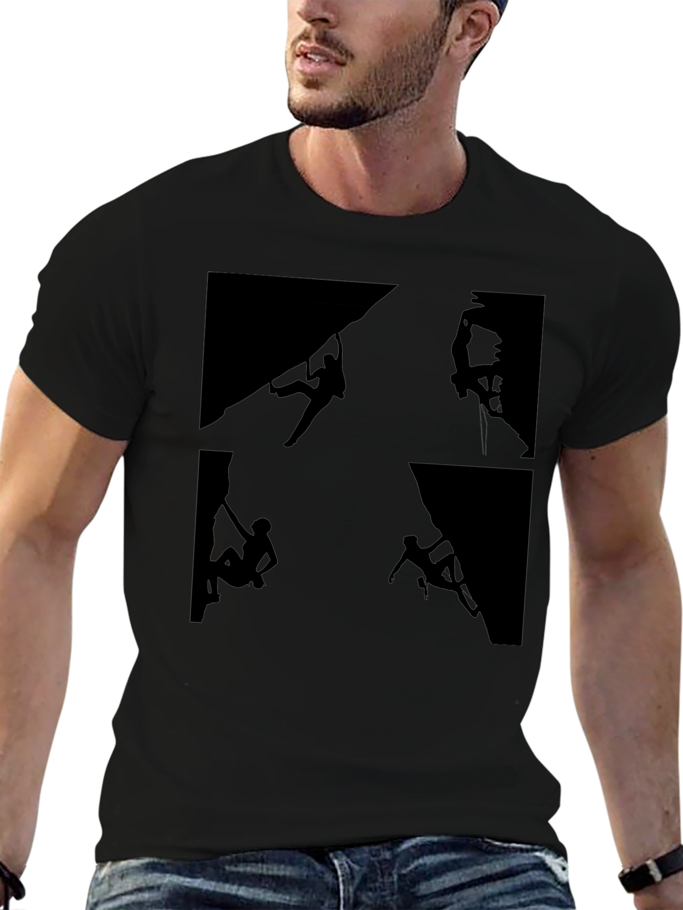 Rock Climbing Silhouette Graphic Tee - Black