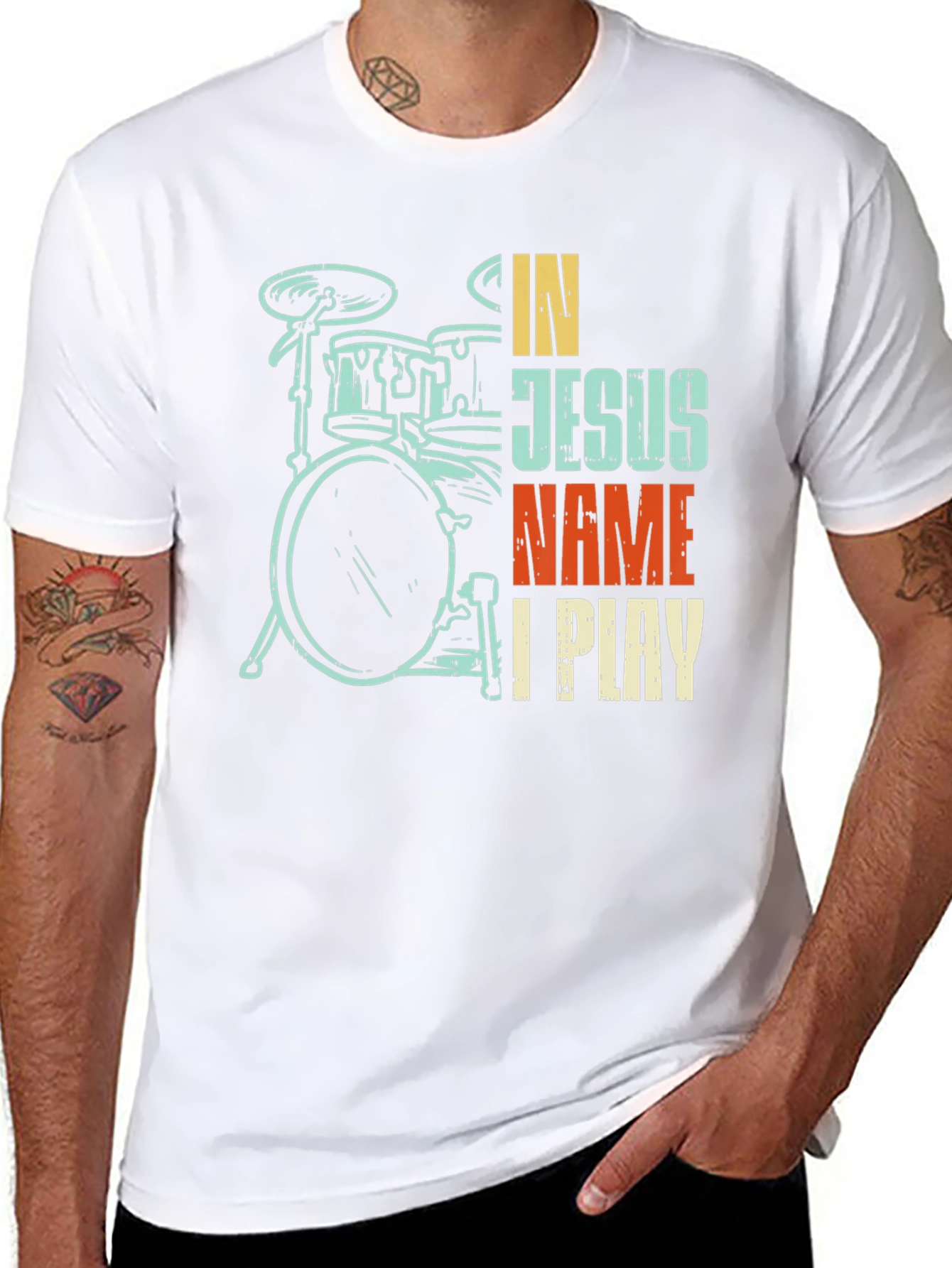 In Jesus Name I Play Drummer T-Shirt