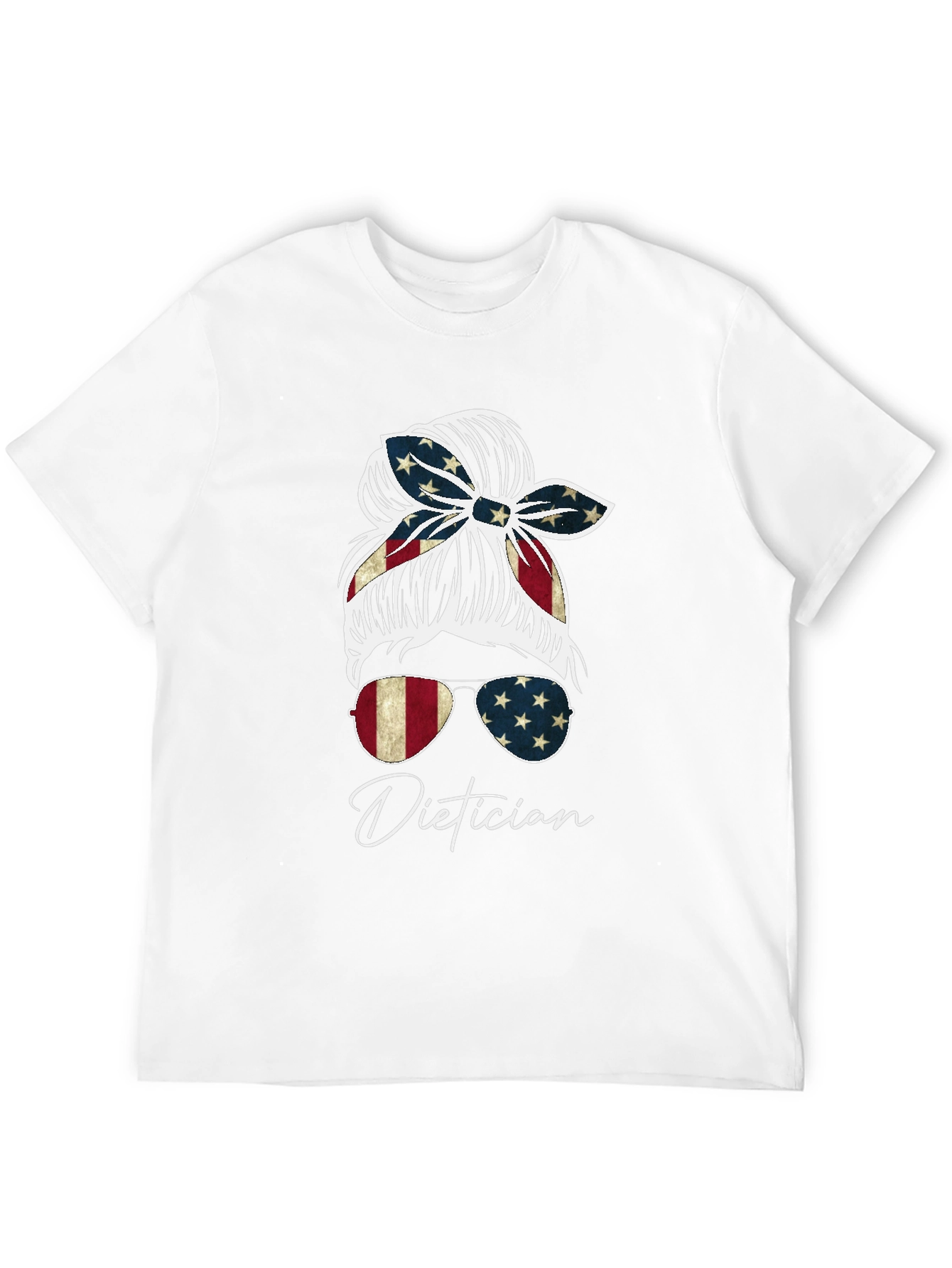 Dietician Messy Bun American Flag T-Shirt